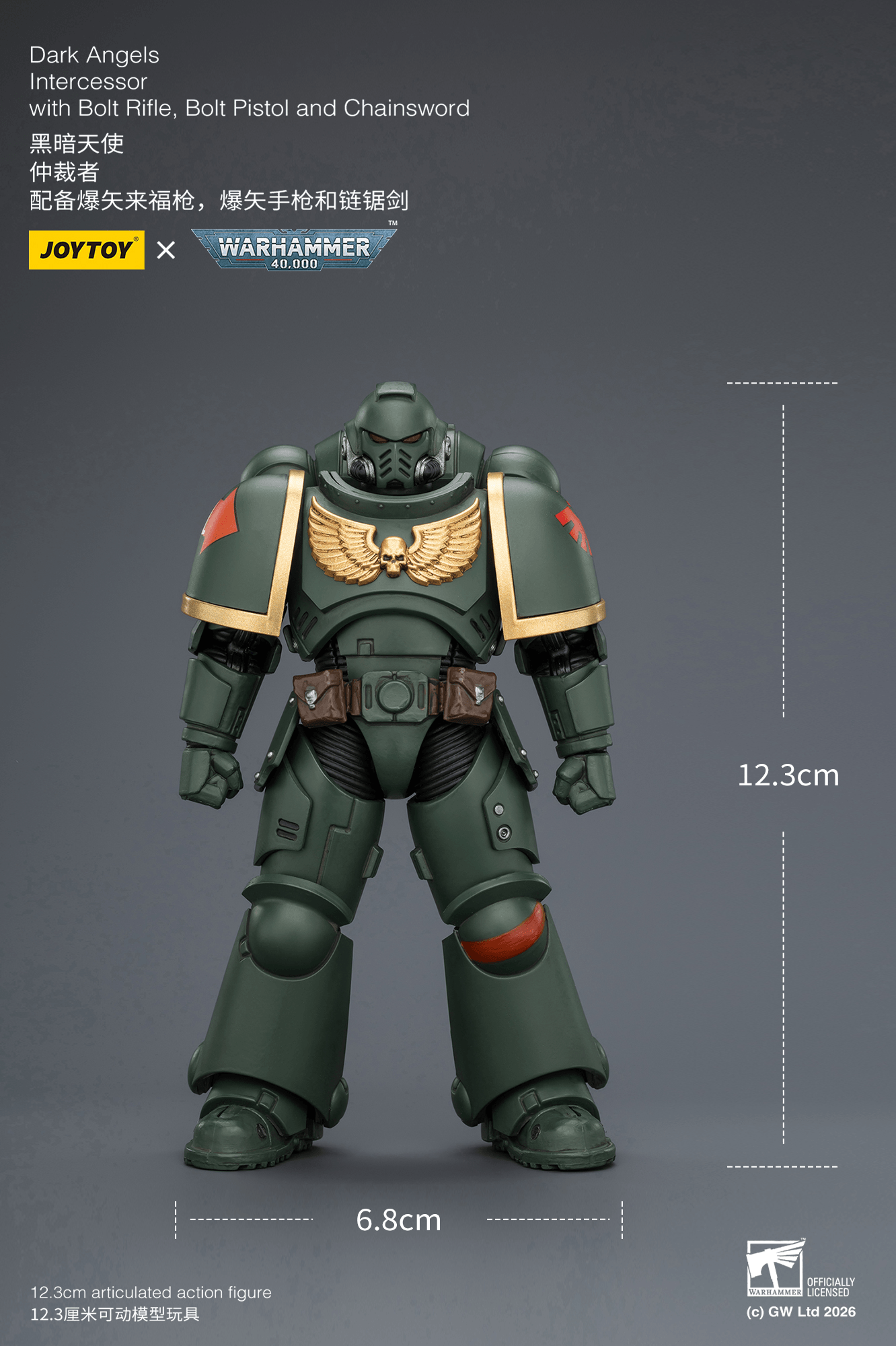 Joytoy: Dark Angels Intercessor with Bolt Rifle, Bolt Pistol and Chainsword