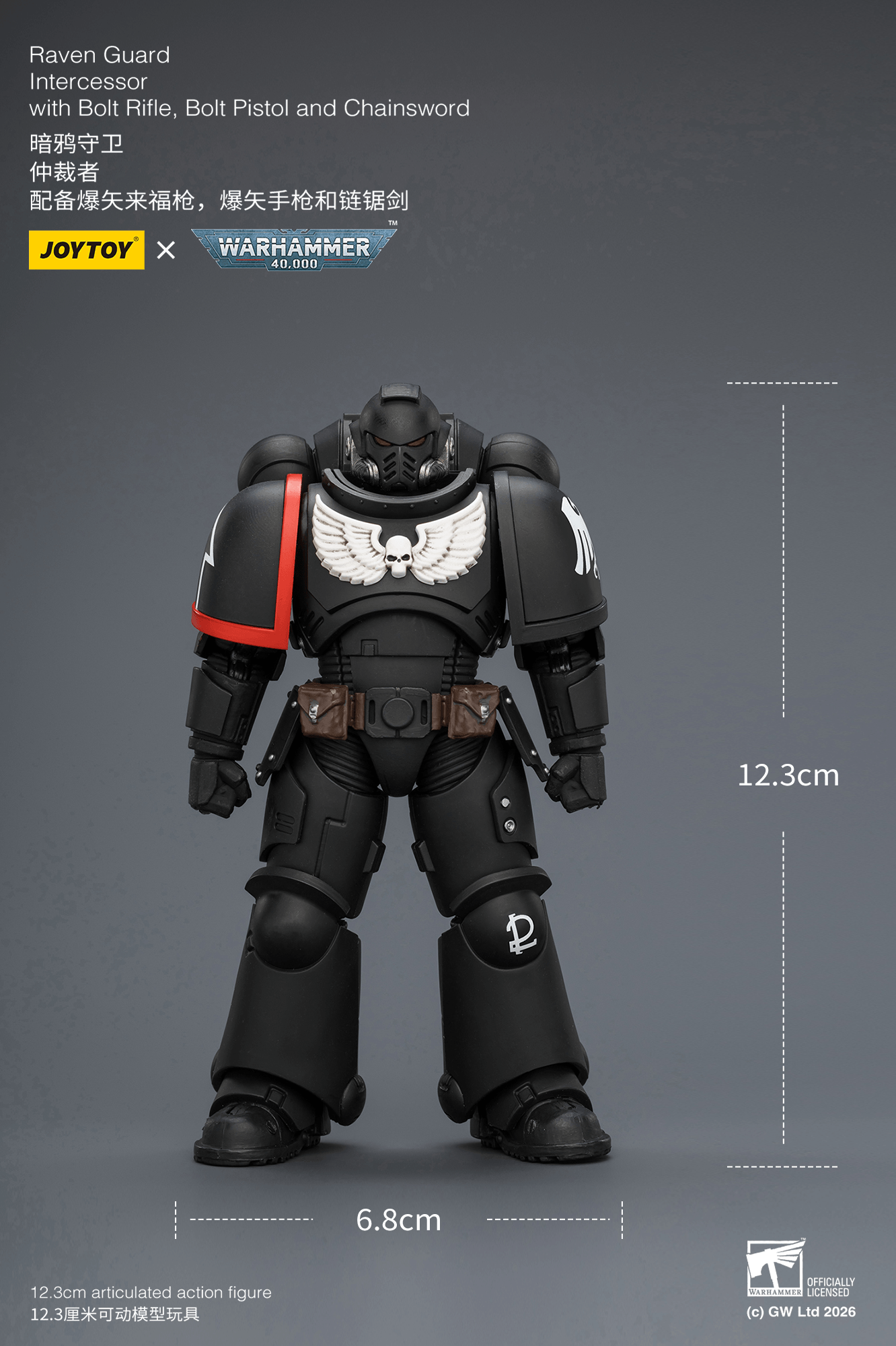 Joytoy: Raven Guard Intercessor with Bolt Rifle, Bolt Pistol and Chainsword