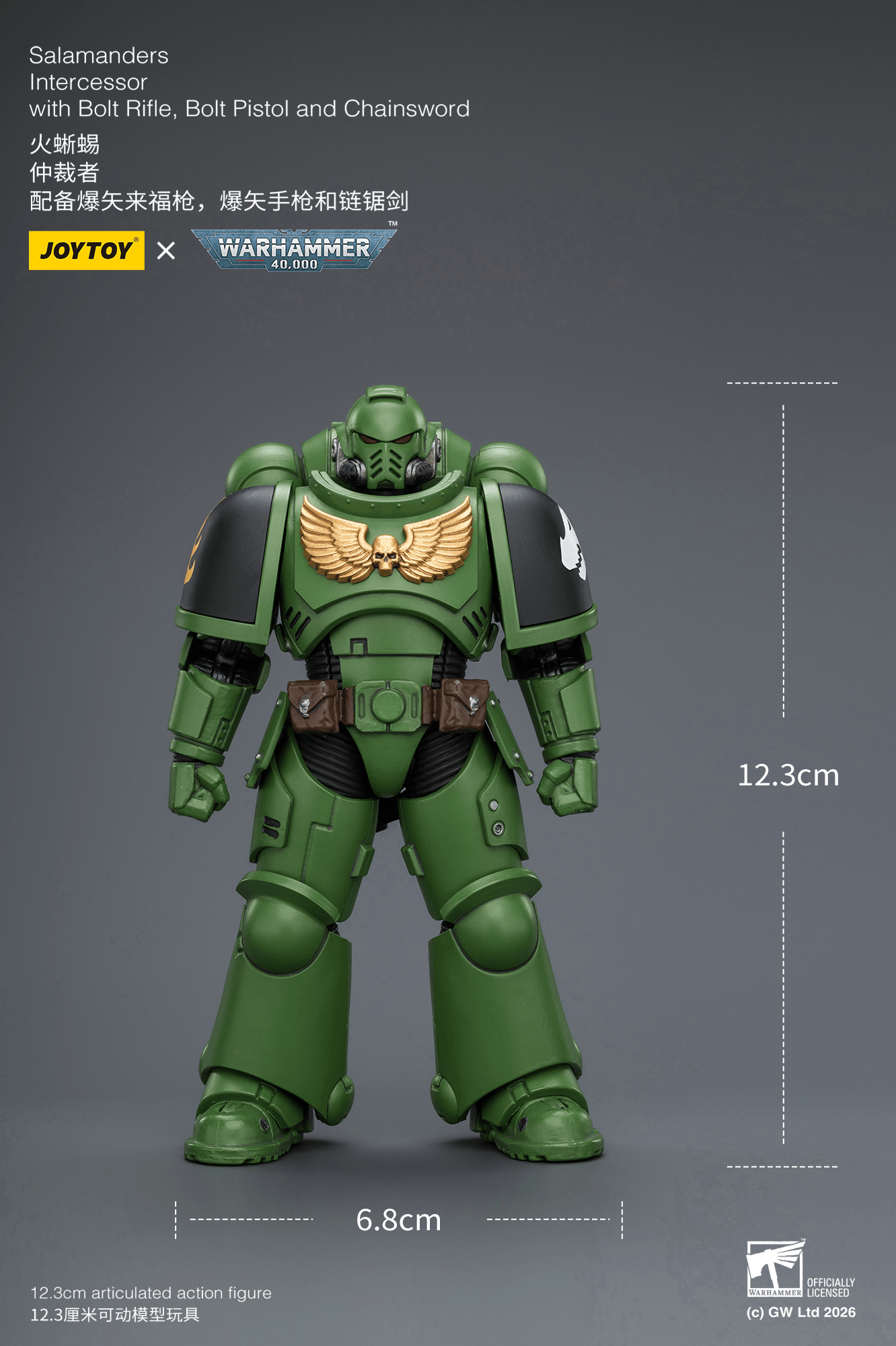 Joytoy: Salamanders Intercessor with Bolt Rifle, Bolt Pistol and Chainsword