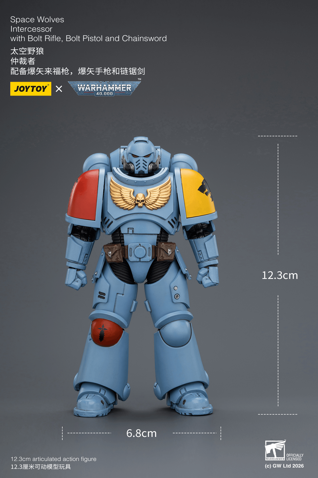Joytoy: Space Wolves Intercessor with Bolt Rifle, Bolt Pistol and Chainsword