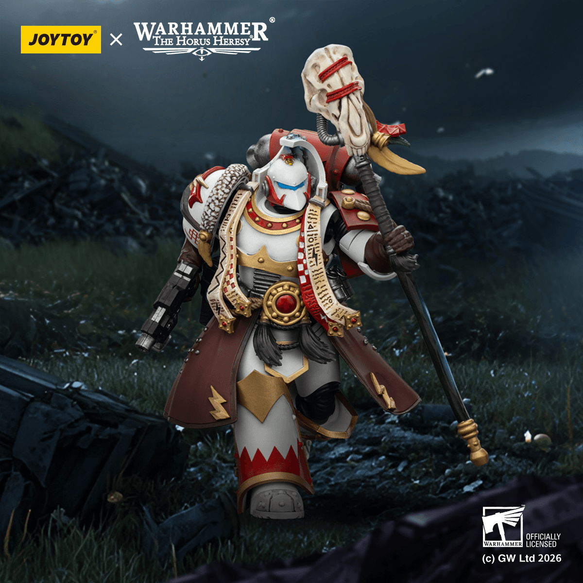 Joytoy: White Scars Stormseer Consul with Force Staff and Bolt Pistol