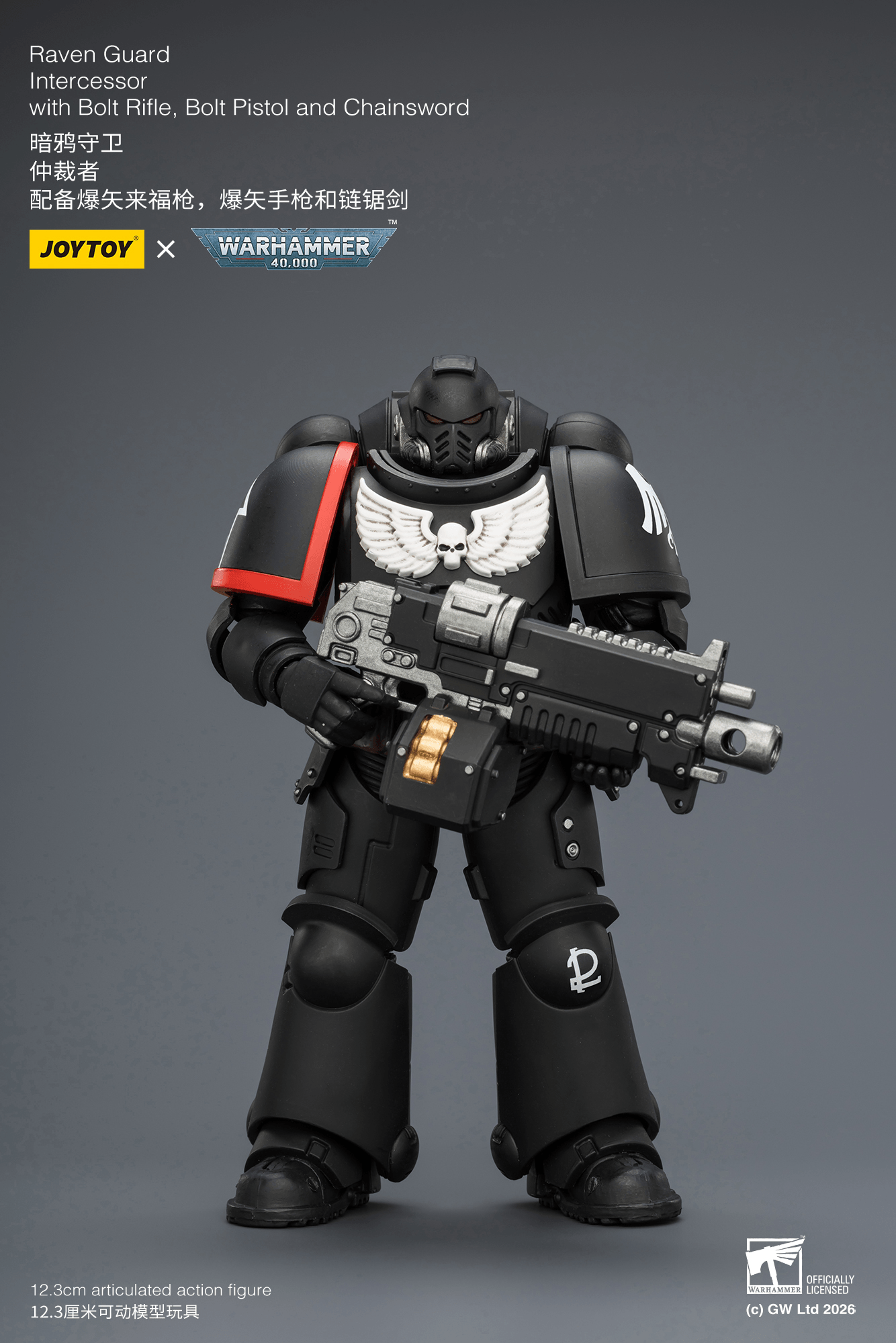 Joytoy: Raven Guard Intercessor with Bolt Rifle, Bolt Pistol and Chainsword