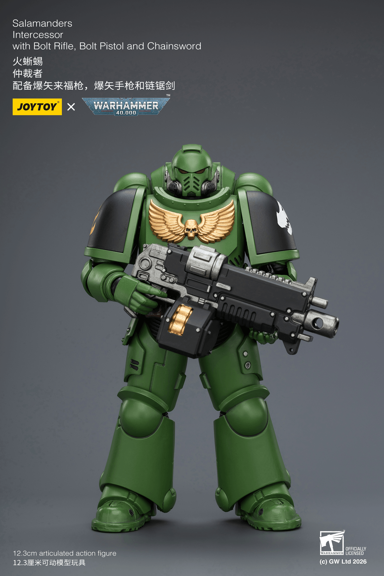 Joytoy: Salamanders Intercessor with Bolt Rifle, Bolt Pistol and Chainsword