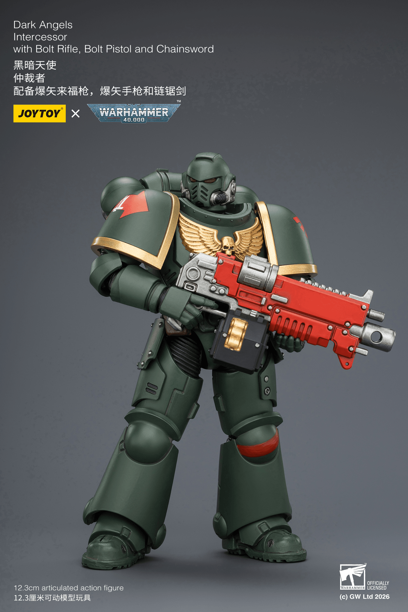 Joytoy: Dark Angels Intercessor with Bolt Rifle, Bolt Pistol and Chainsword