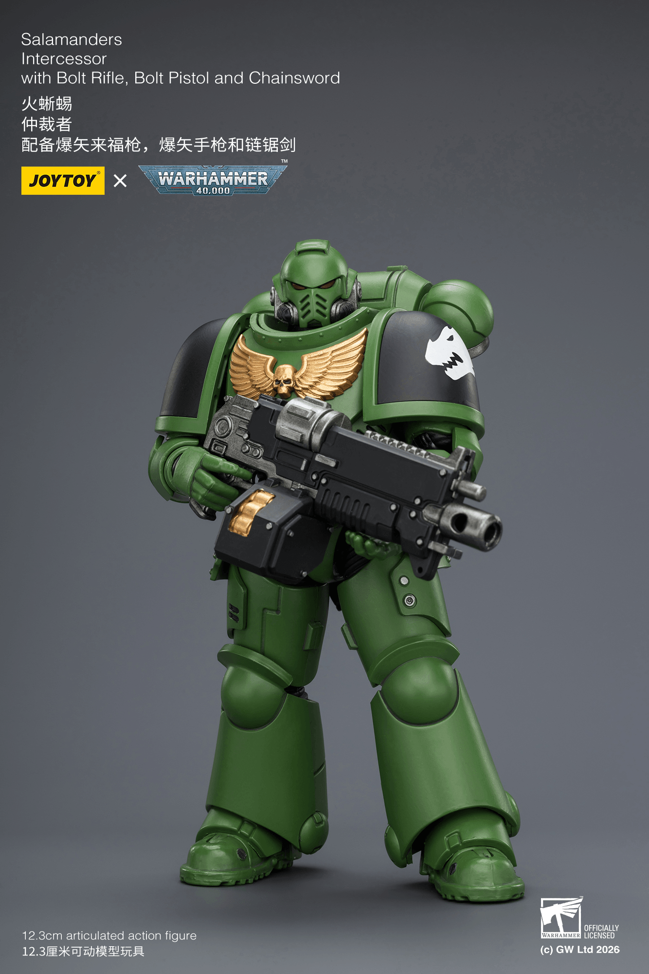 Joytoy: Salamanders Intercessor with Bolt Rifle, Bolt Pistol and Chainsword