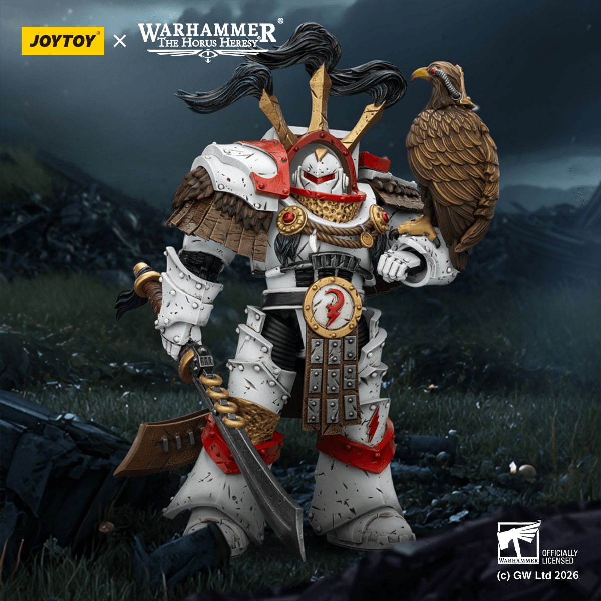 Joytoy: White Scars Legion Praetor in Cataphractii Terminator Armour with Cyber Hawk, Chogorian sword and Combi-melta