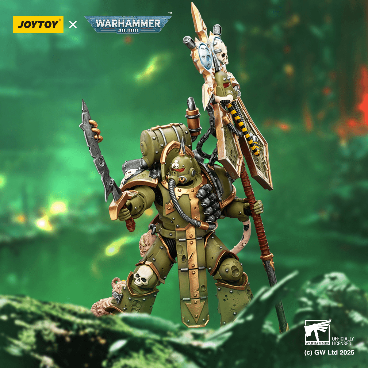 Joytoy: Death Guard Plague Marine Icon bearer with Boltgun and Plague knife