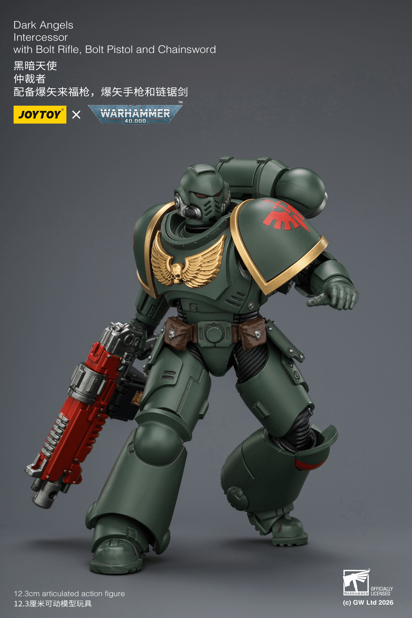 Joytoy: Dark Angels Intercessor with Bolt Rifle, Bolt Pistol and Chainsword