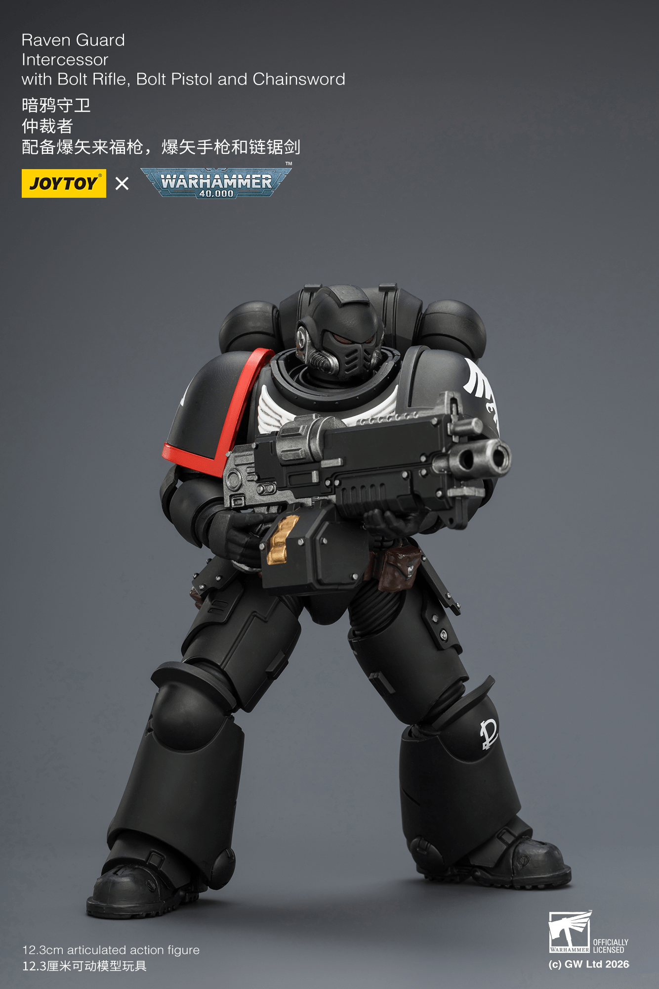 Joytoy: Raven Guard Intercessor with Bolt Rifle, Bolt Pistol and Chainsword