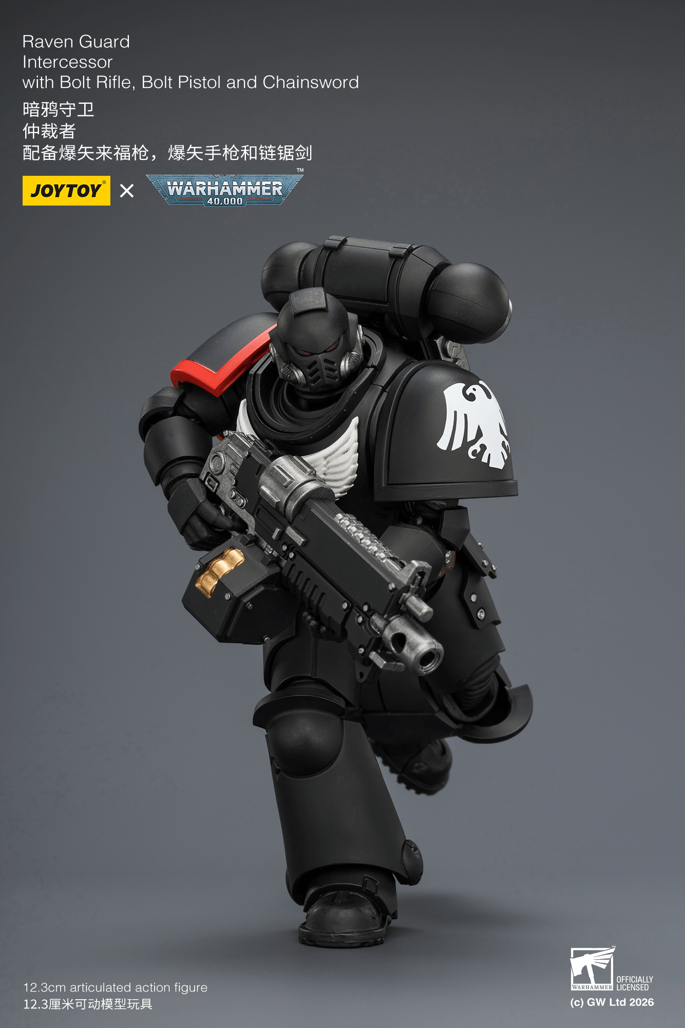 Joytoy: Raven Guard Intercessor with Bolt Rifle, Bolt Pistol and Chainsword