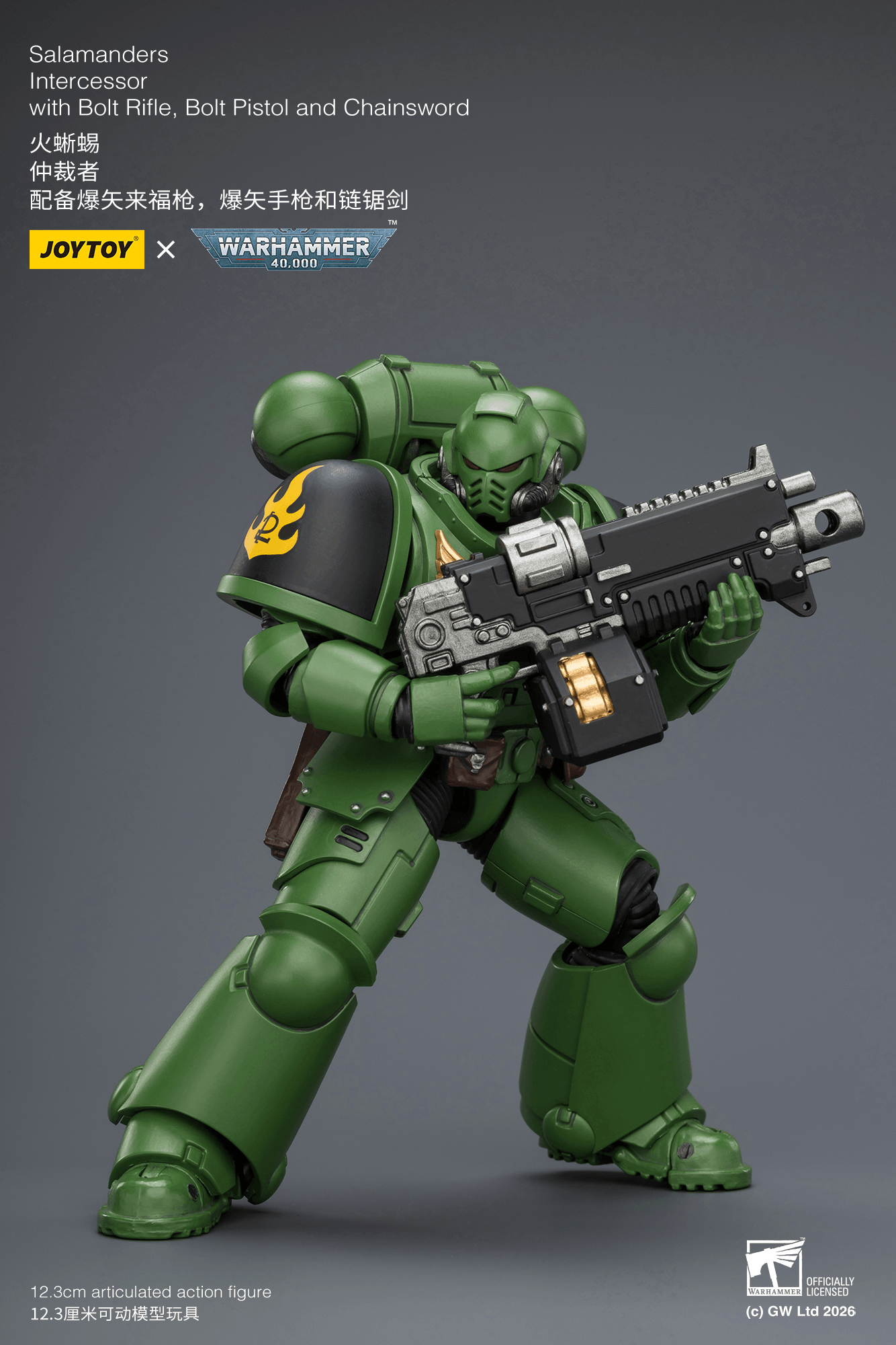 Joytoy: Salamanders Intercessor with Bolt Rifle, Bolt Pistol and Chainsword