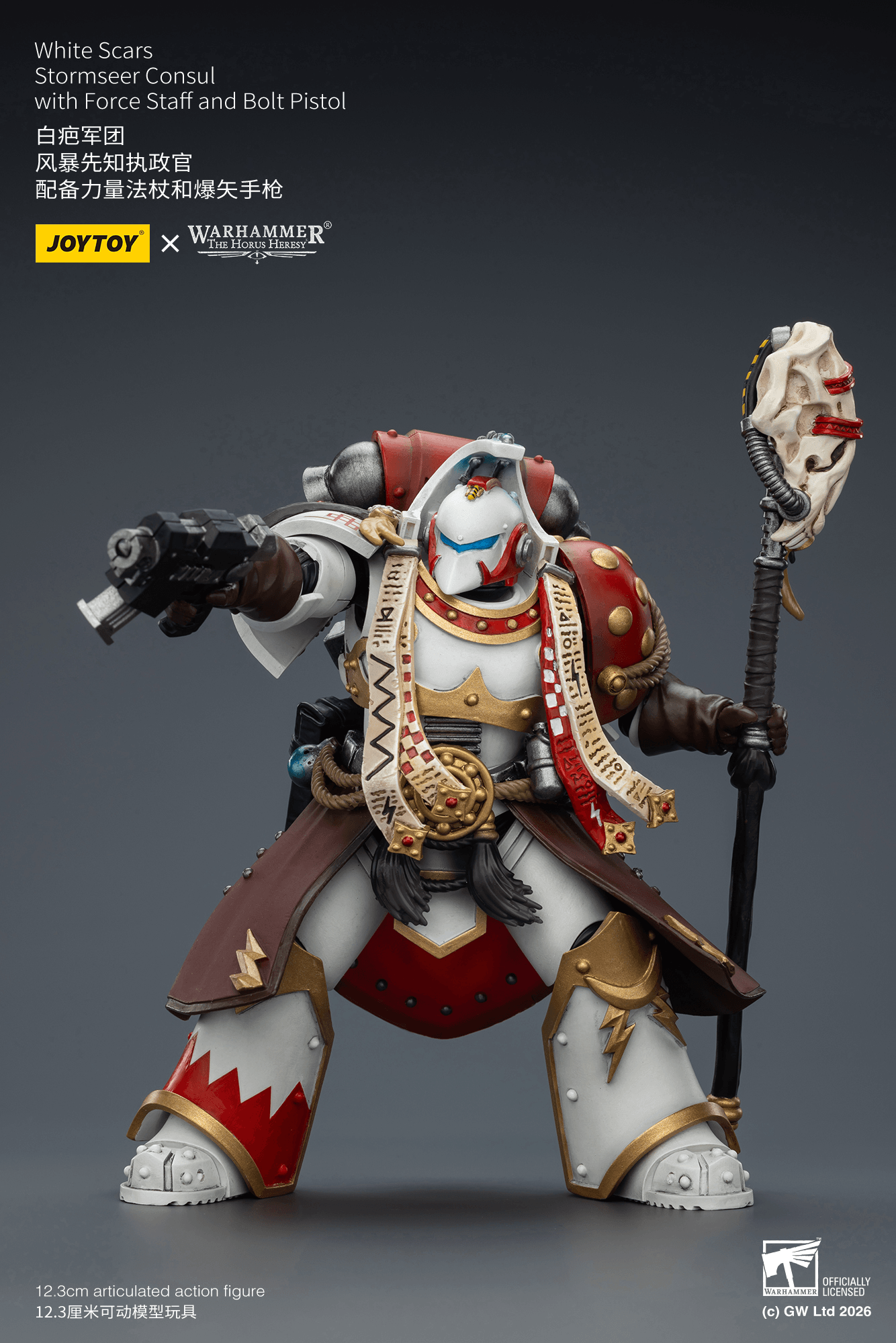 Joytoy: White Scars Stormseer Consul with Force Staff and Bolt Pistol