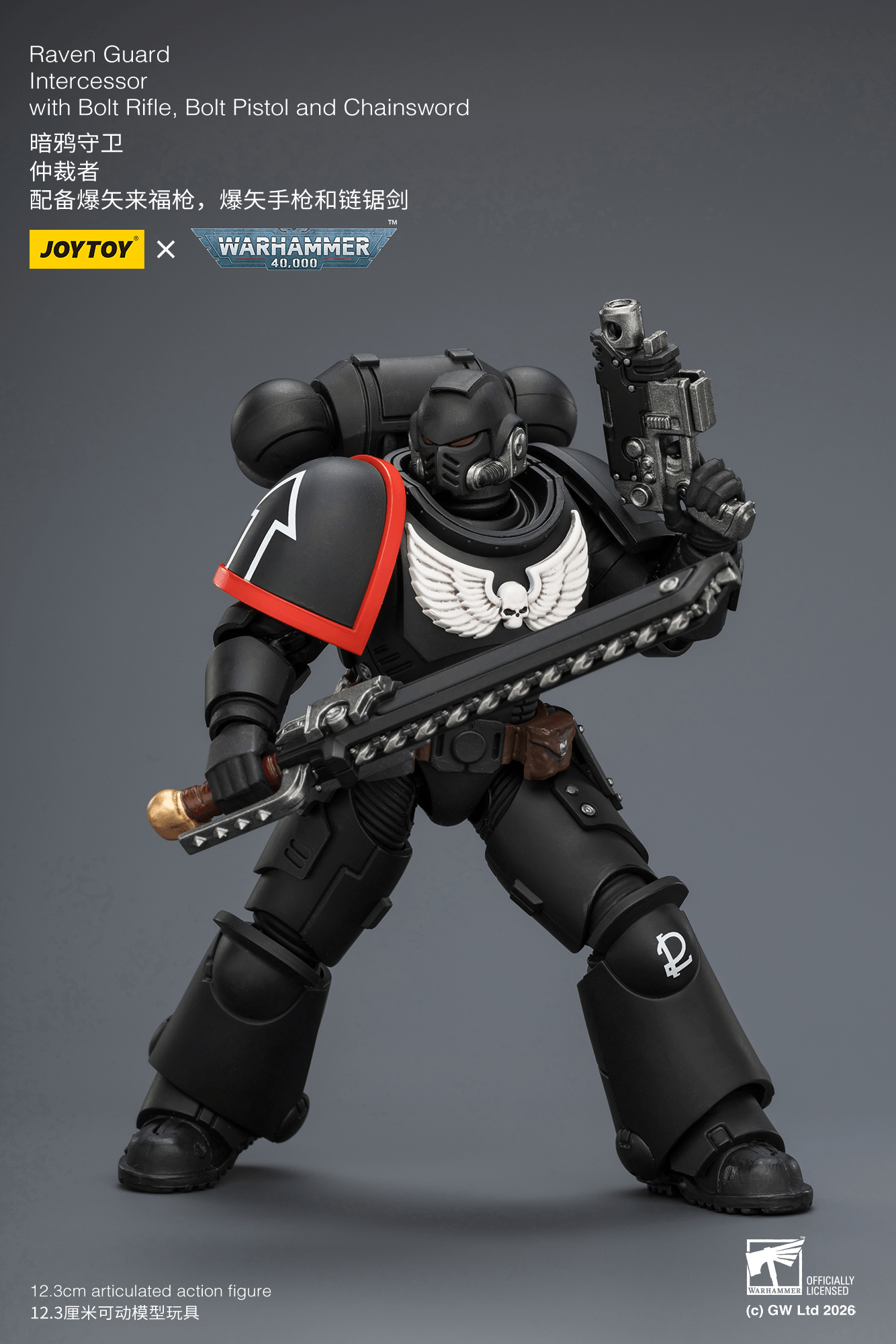 Joytoy: Raven Guard Intercessor with Bolt Rifle, Bolt Pistol and Chainsword