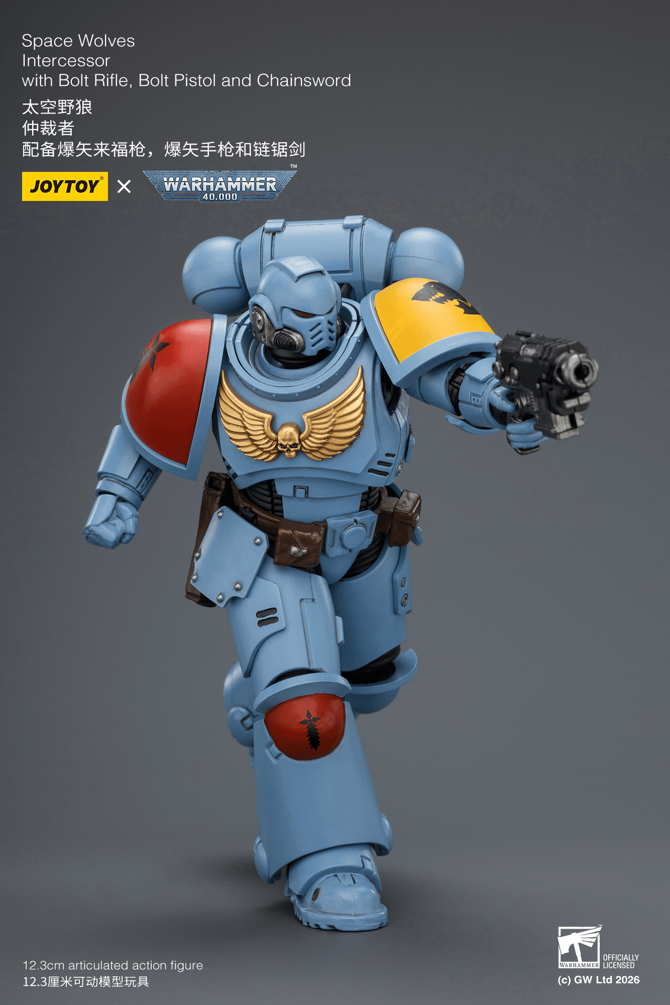 Joytoy: Space Wolves Intercessor with Bolt Rifle, Bolt Pistol and Chainsword