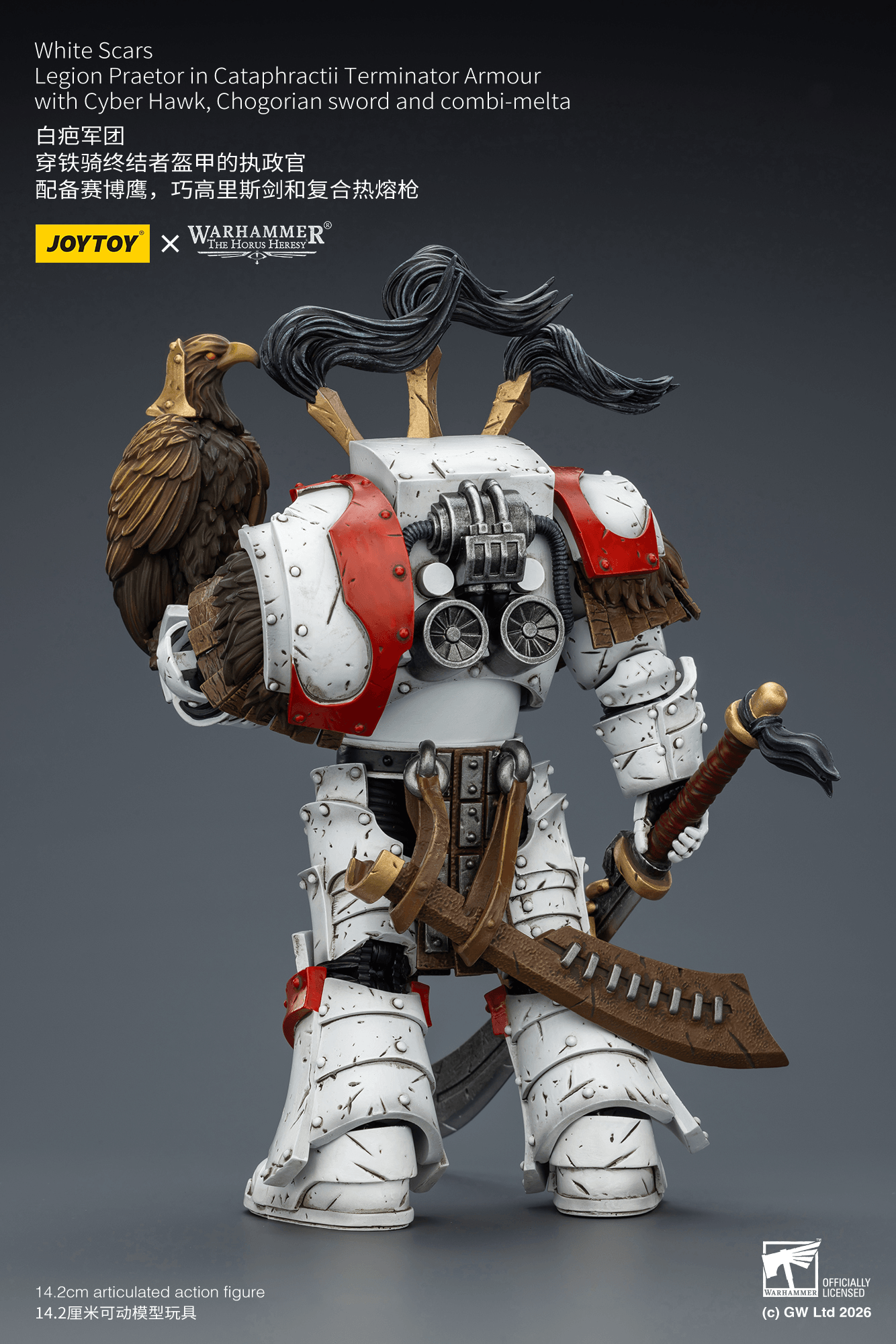Joytoy: White Scars Legion Praetor in Cataphractii Terminator Armour with Cyber Hawk, Chogorian sword and Combi-melta