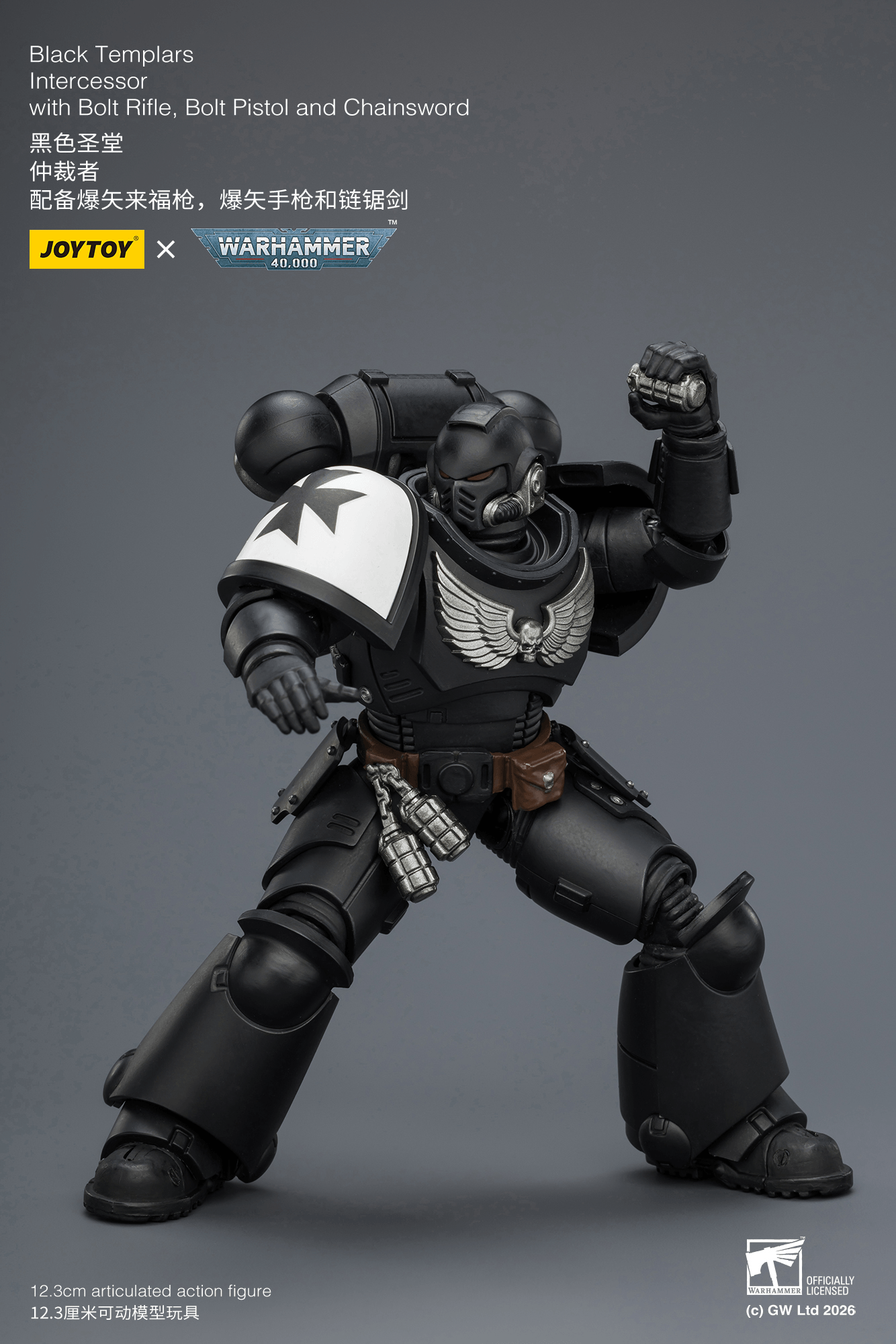 Joytoy: Black Templars Intercessor with Bolt Rifle, Bolt Pistol and Chainsword