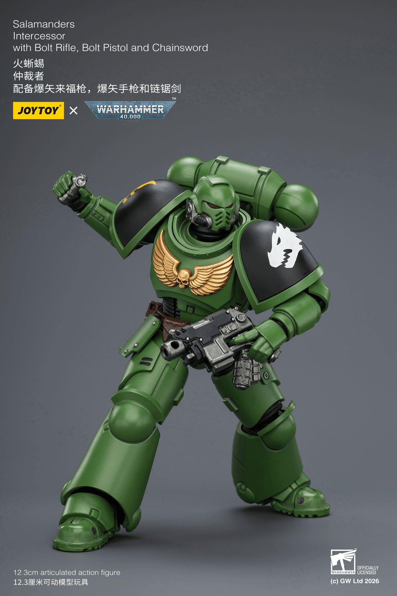Joytoy: Salamanders Intercessor with Bolt Rifle, Bolt Pistol and Chainsword