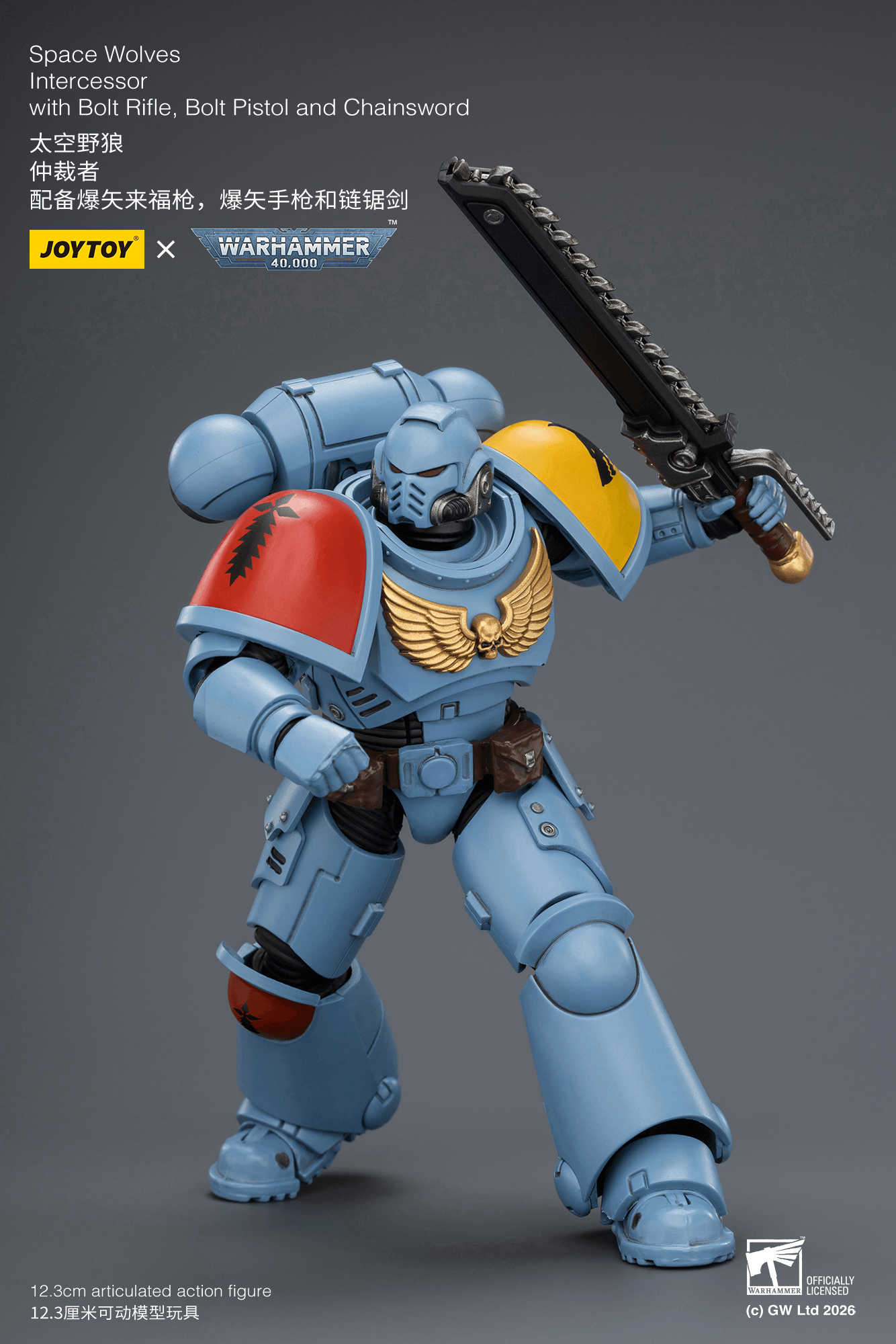 Joytoy: Space Wolves Intercessor with Bolt Rifle, Bolt Pistol and Chainsword