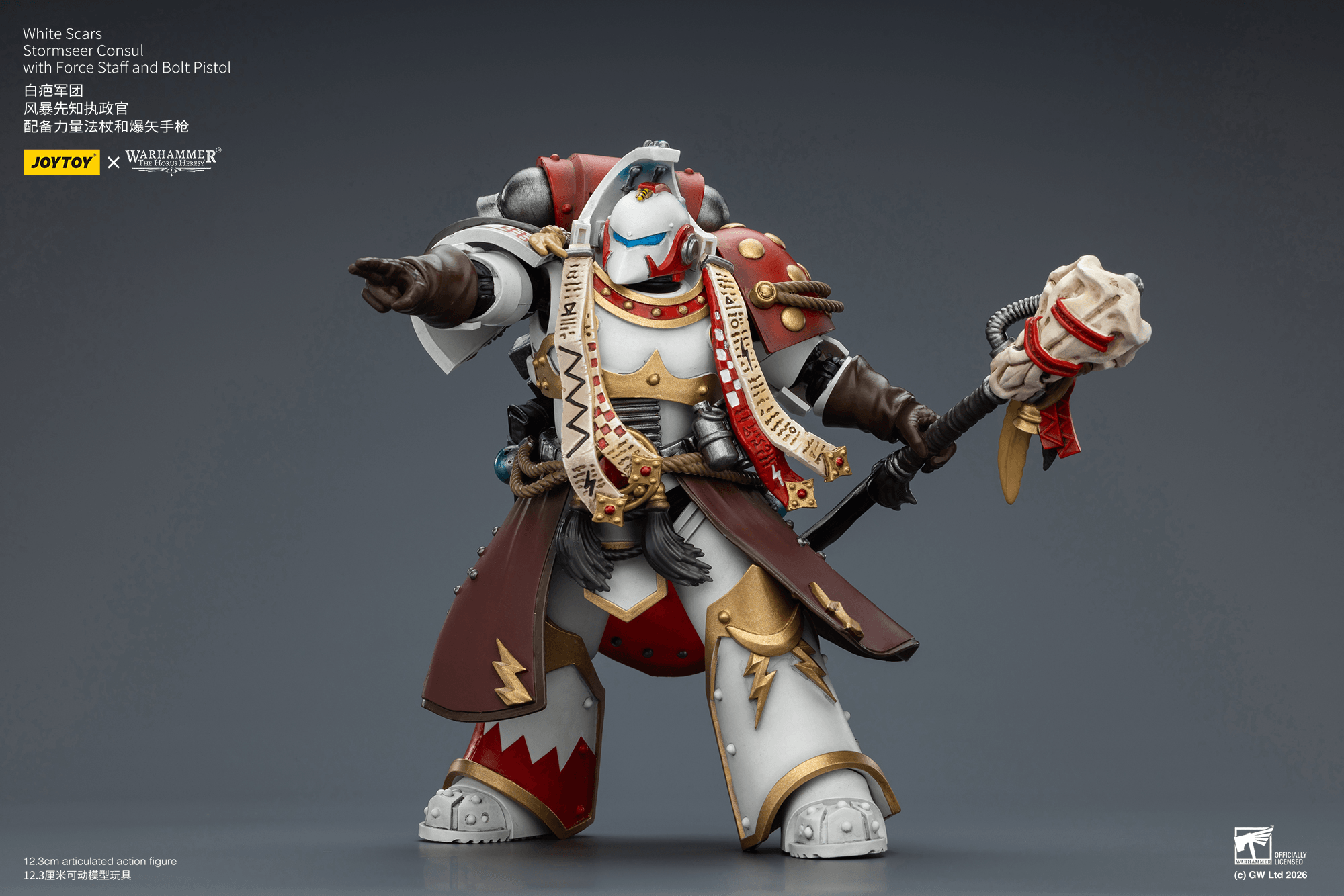 Joytoy: White Scars Stormseer Consul with Force Staff and Bolt Pistol