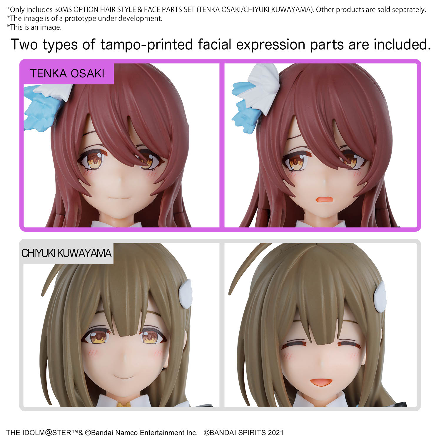 30MS The Idolmaster: Option Hair Style & Face Parts Set (Tenka Osaki & Chiyuki Kuwayama)