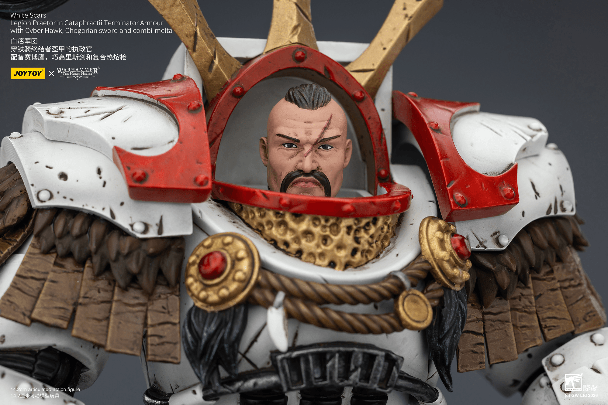 Joytoy: White Scars Legion Praetor in Cataphractii Terminator Armour with Cyber Hawk, Chogorian sword and Combi-melta