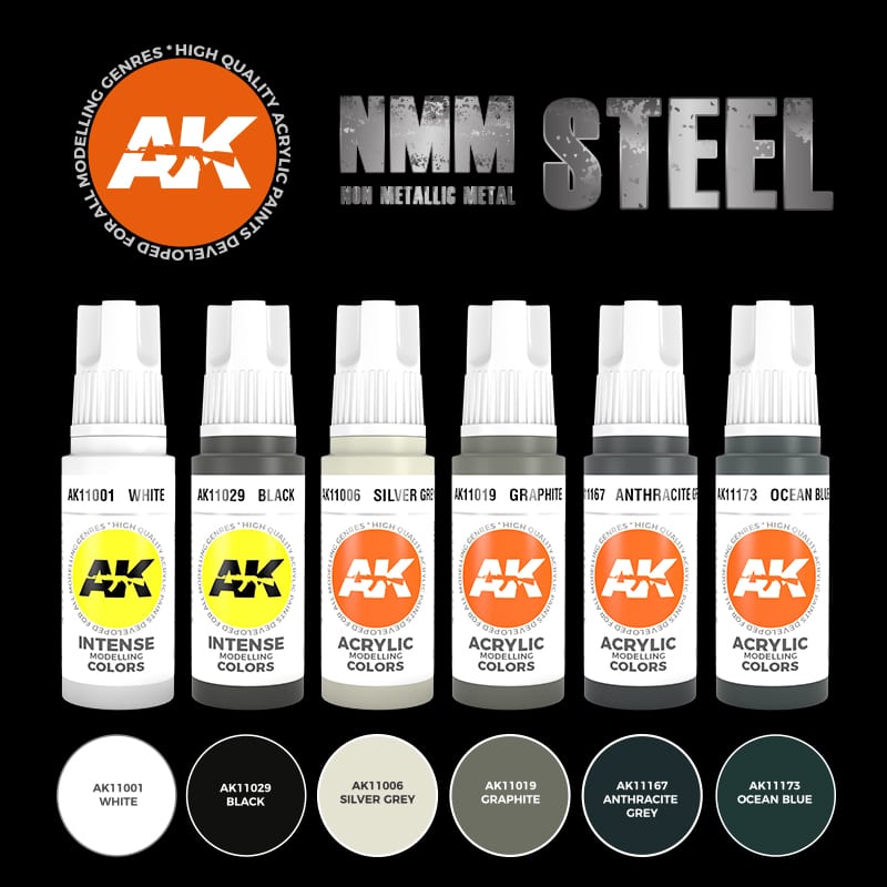 AK11601: Non Metallic Metal (NMM) Steel Paint Set