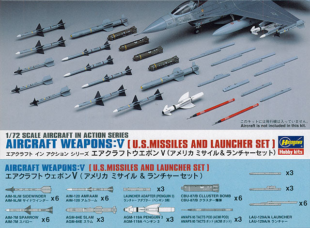 Hasegawa [X72-9] 1:72 Aircraft Weapons V : U.S. Missiles And Launcher Set