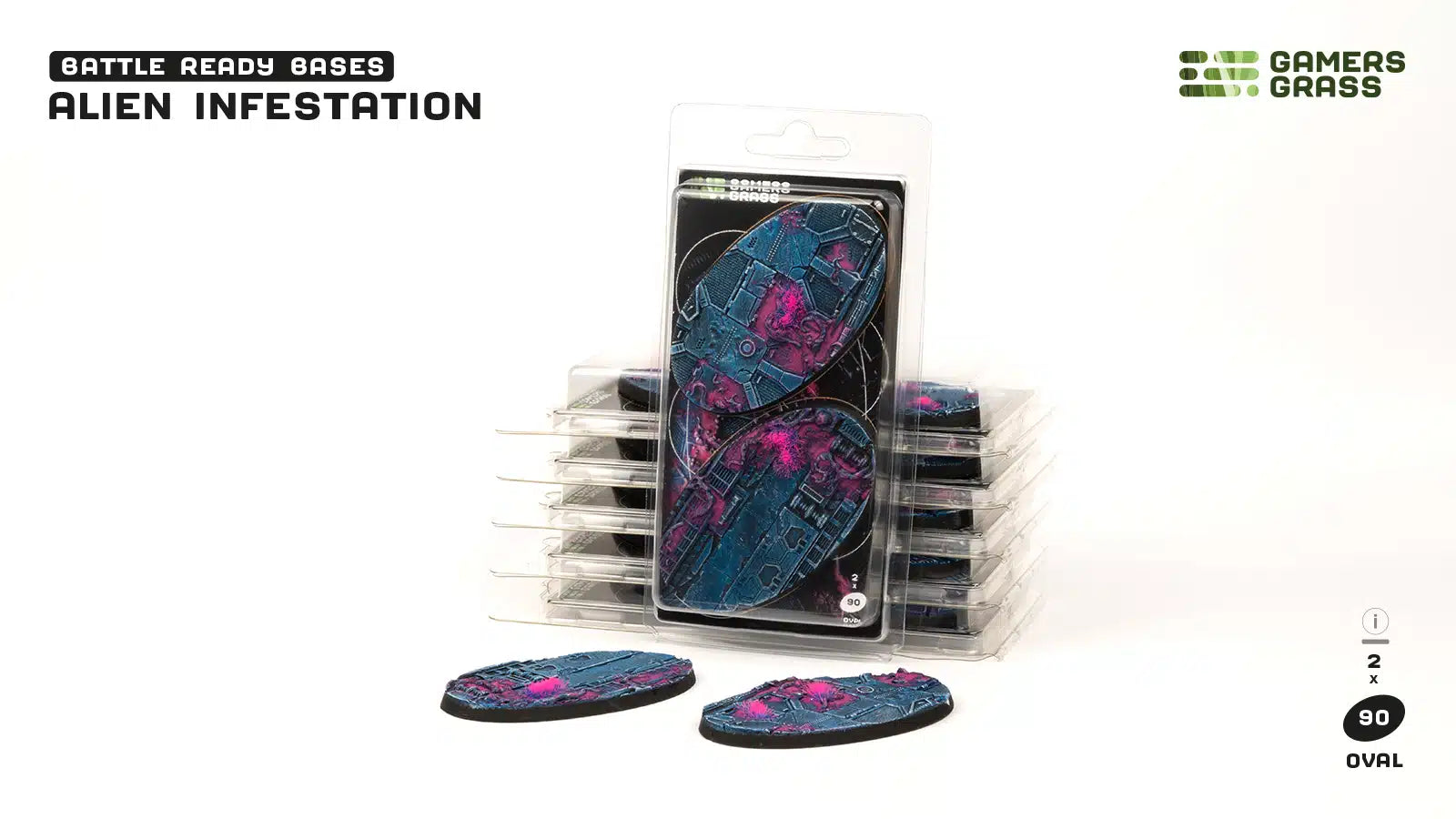 Gamers Grass: Battle Ready Bases - Alien Infestation - Oval 90mm (x2)