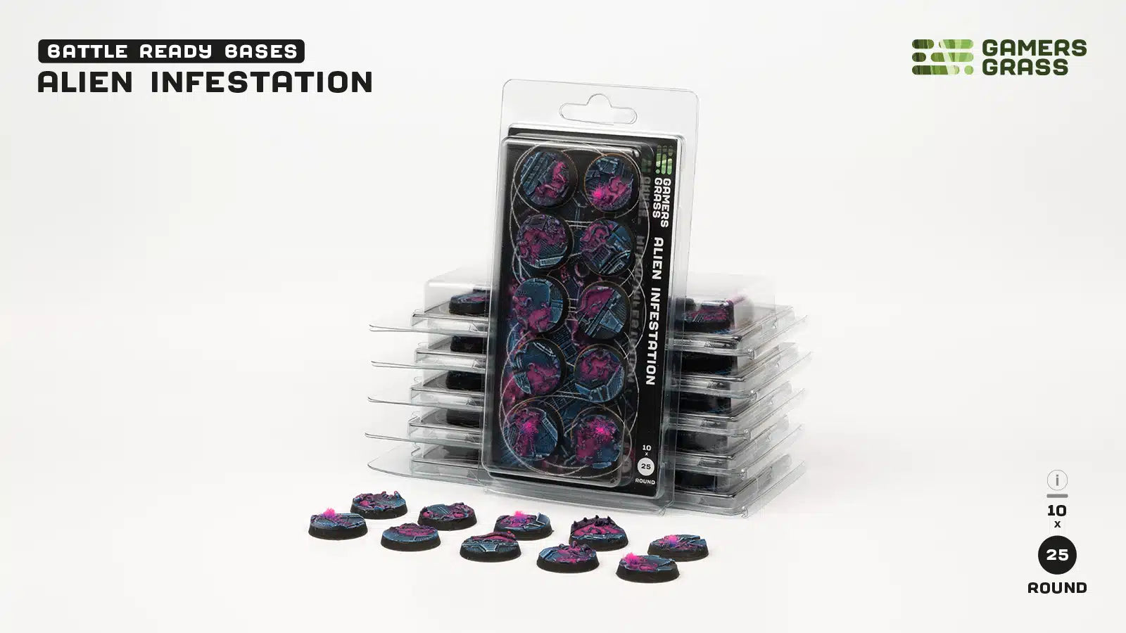 Gamers Grass: Battle Ready Bases - Alien Infestation - Round 25mm (x10)
