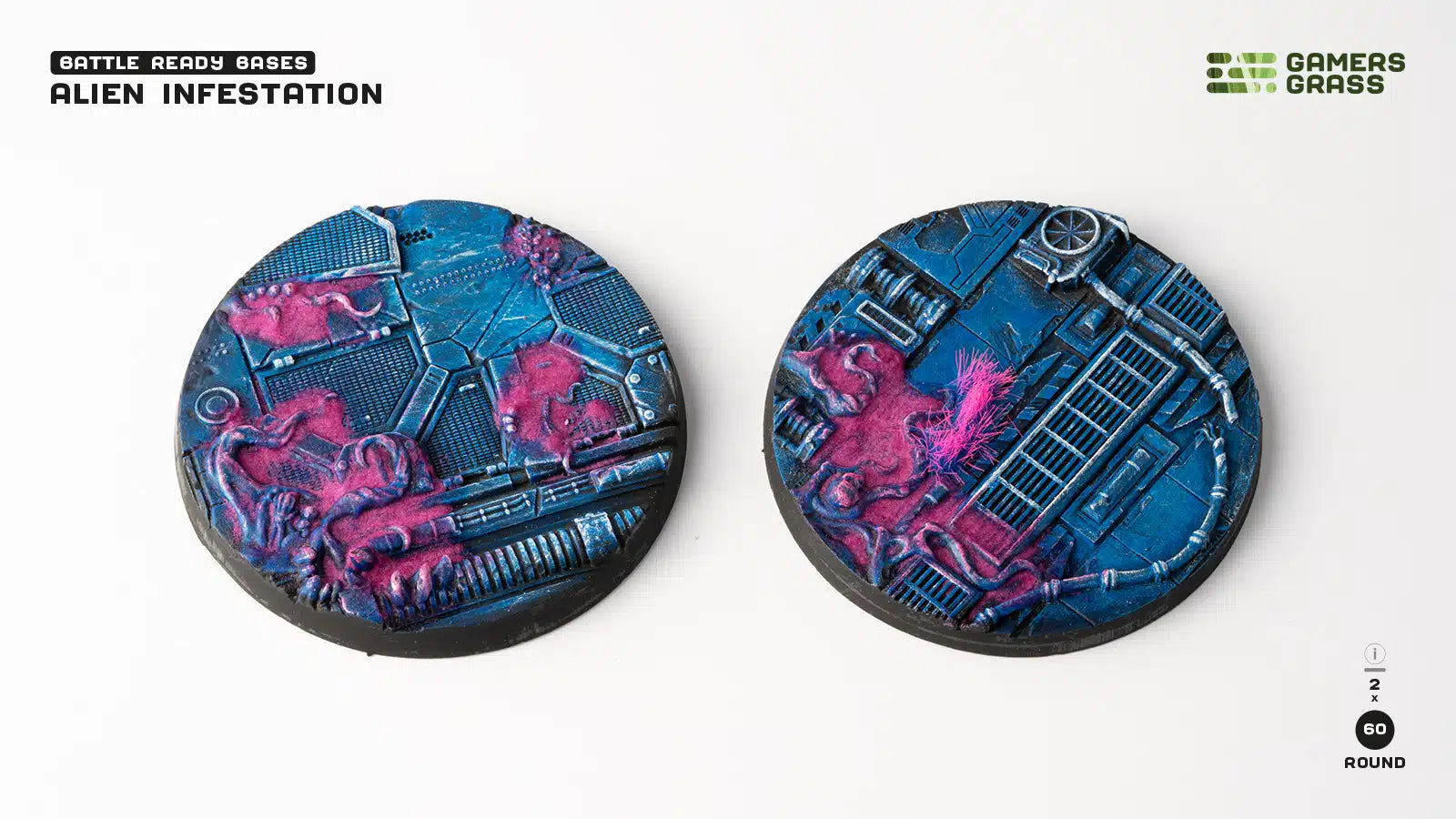 Gamers Grass: Battle Ready Bases - Alien Infestation - Round 60mm (x2)