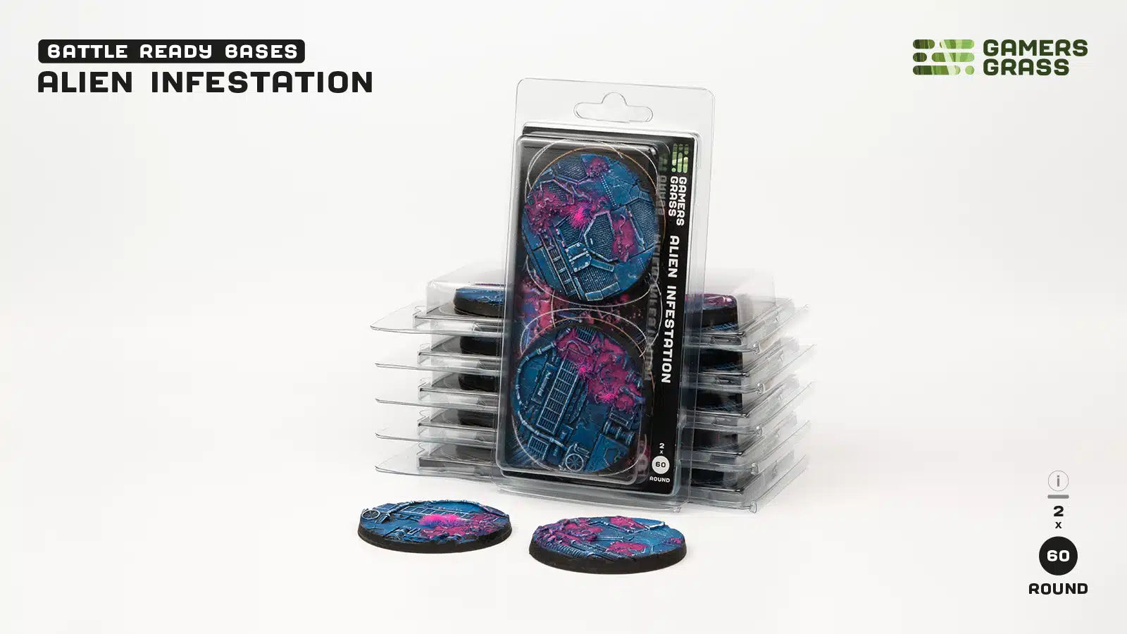 Gamers Grass: Battle Ready Bases - Alien Infestation - Round 60mm (x2)