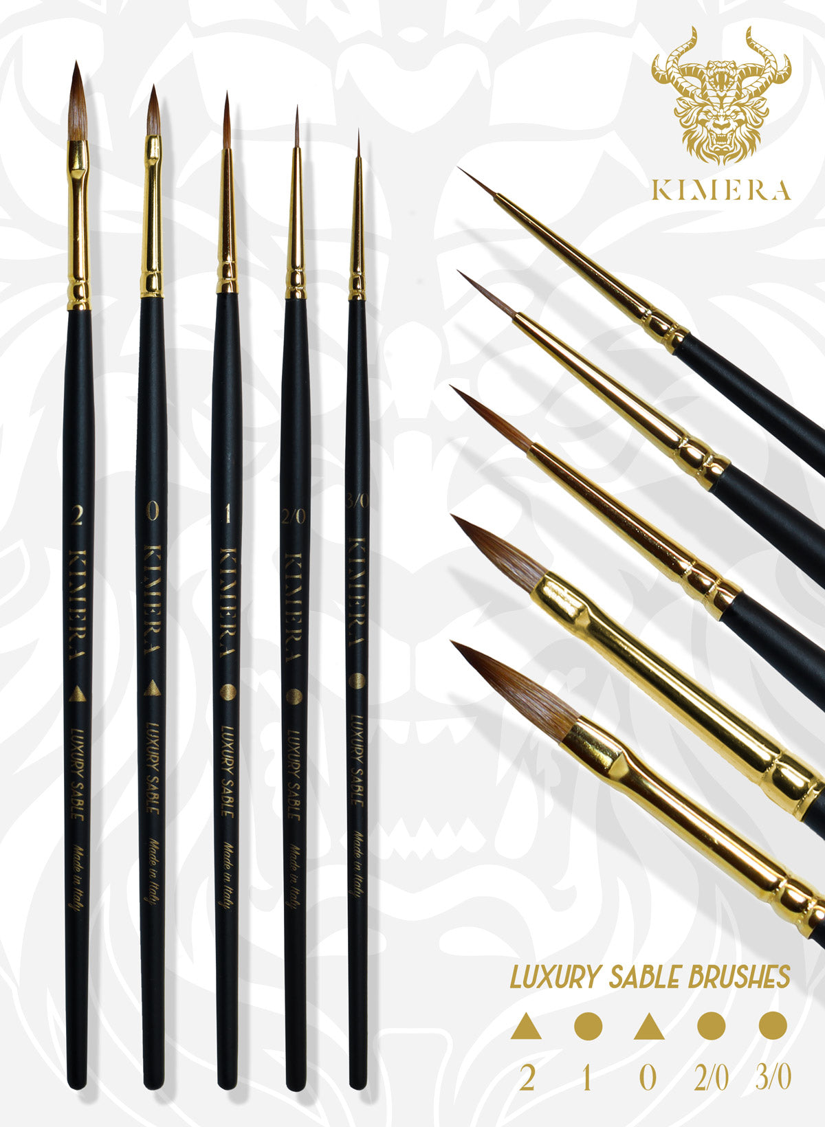 Kimera Brush: Kolinsky Sable 5 Brush Set