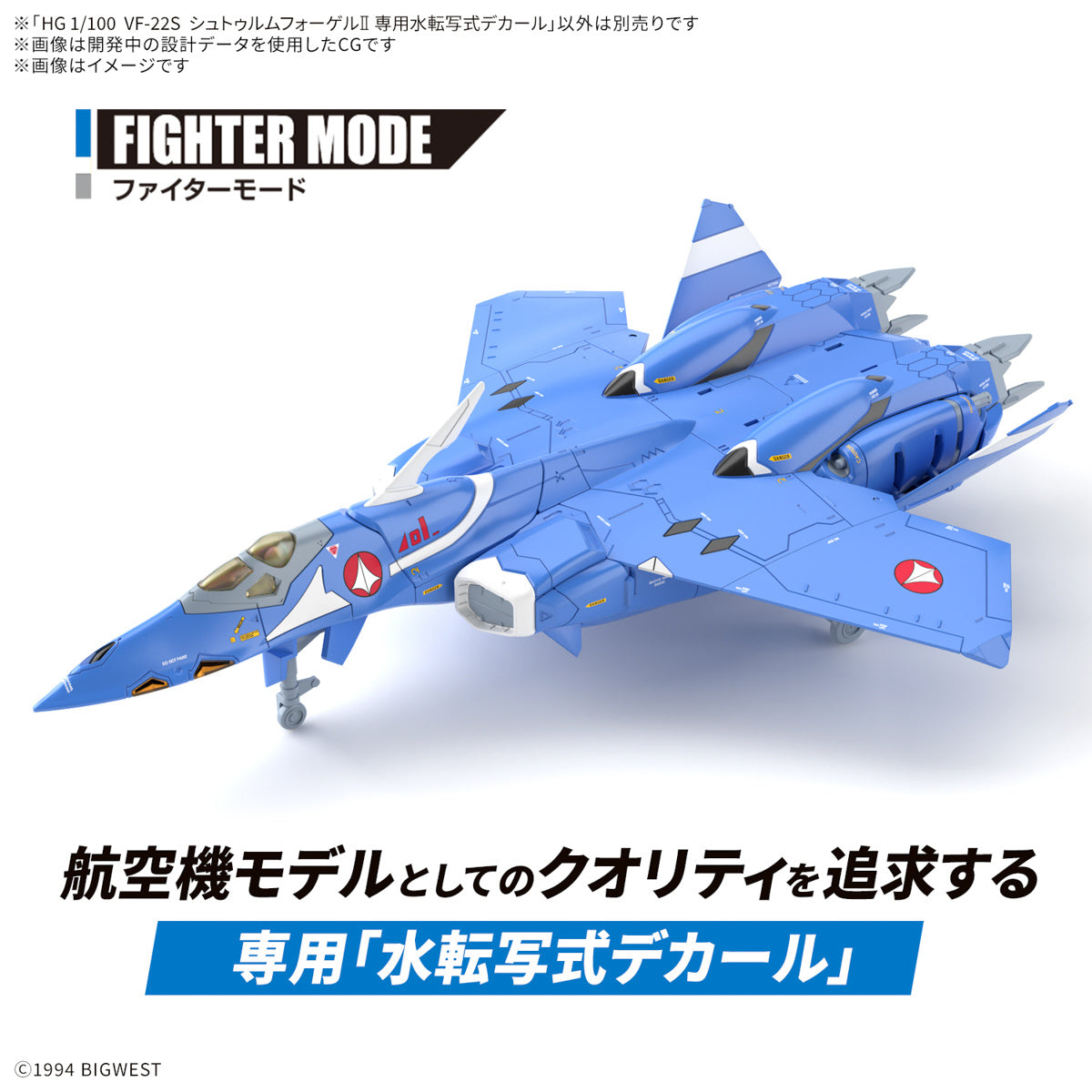 Bandai Macross: HG VF-22S Sturmvogel II (Milia Fallyna Jenius Use) Water Decals [Q1 2025]