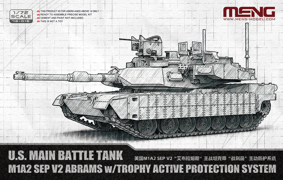 Meng: 1/72 U.S. Main Battle Tank M1A2 SEP v2 Abrams w/ Trophy Active Protection System