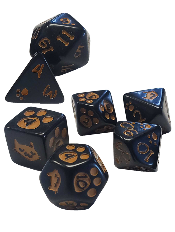 Kitten Dice Set - Black