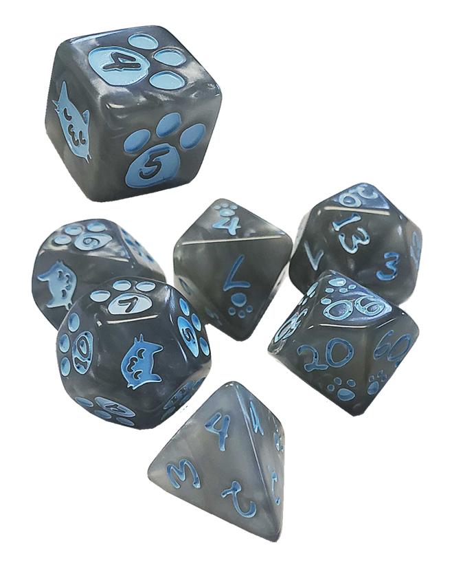 Kitten Dice Set - Grey