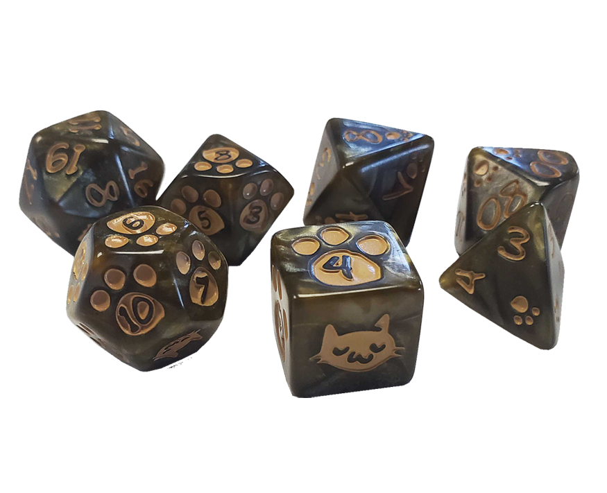 Kitten Dice Set - Brown