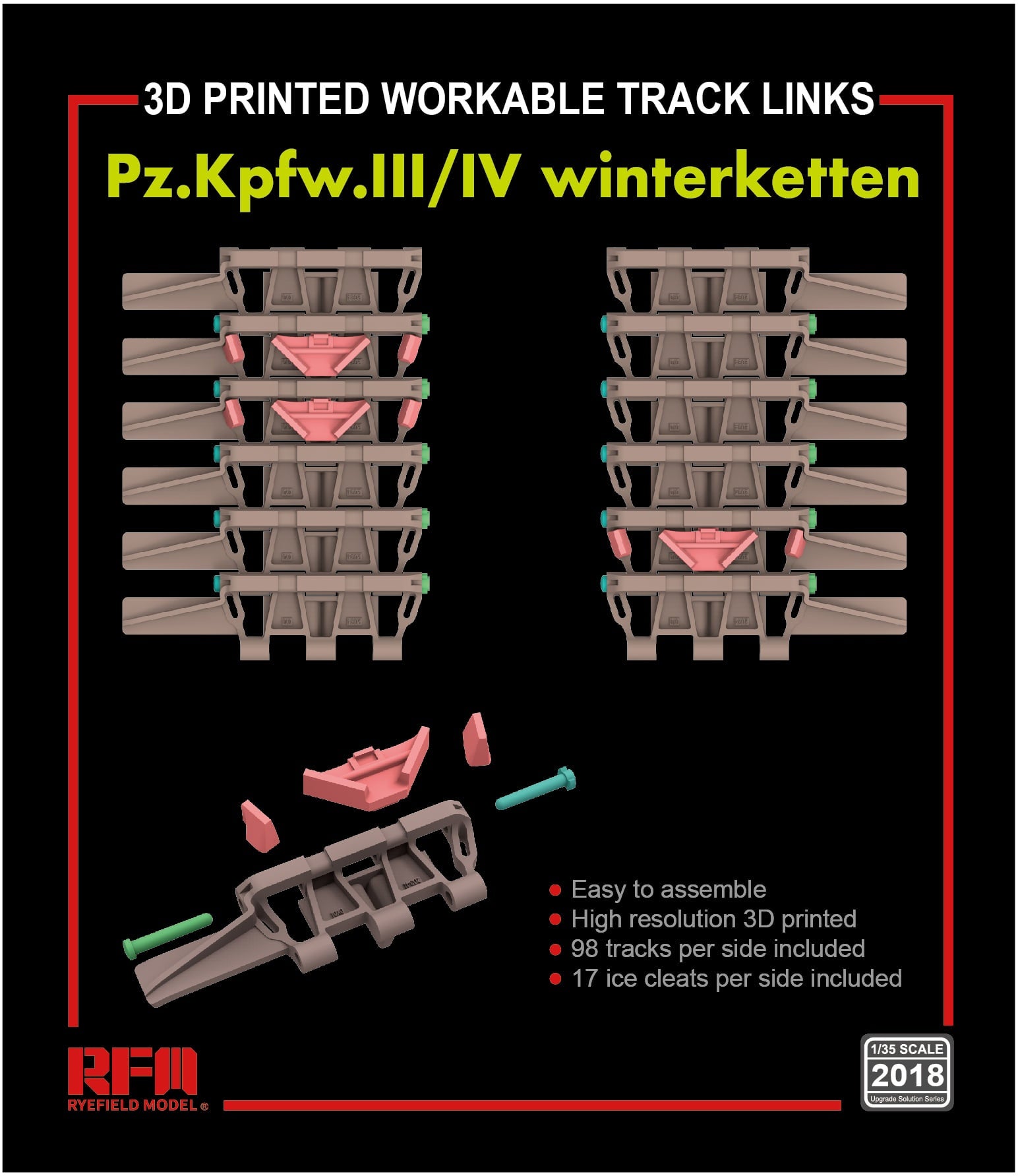 RFM: 1/35 Pz.Kpfw. III/IV Winterketten 3D Printed Workable Track Links