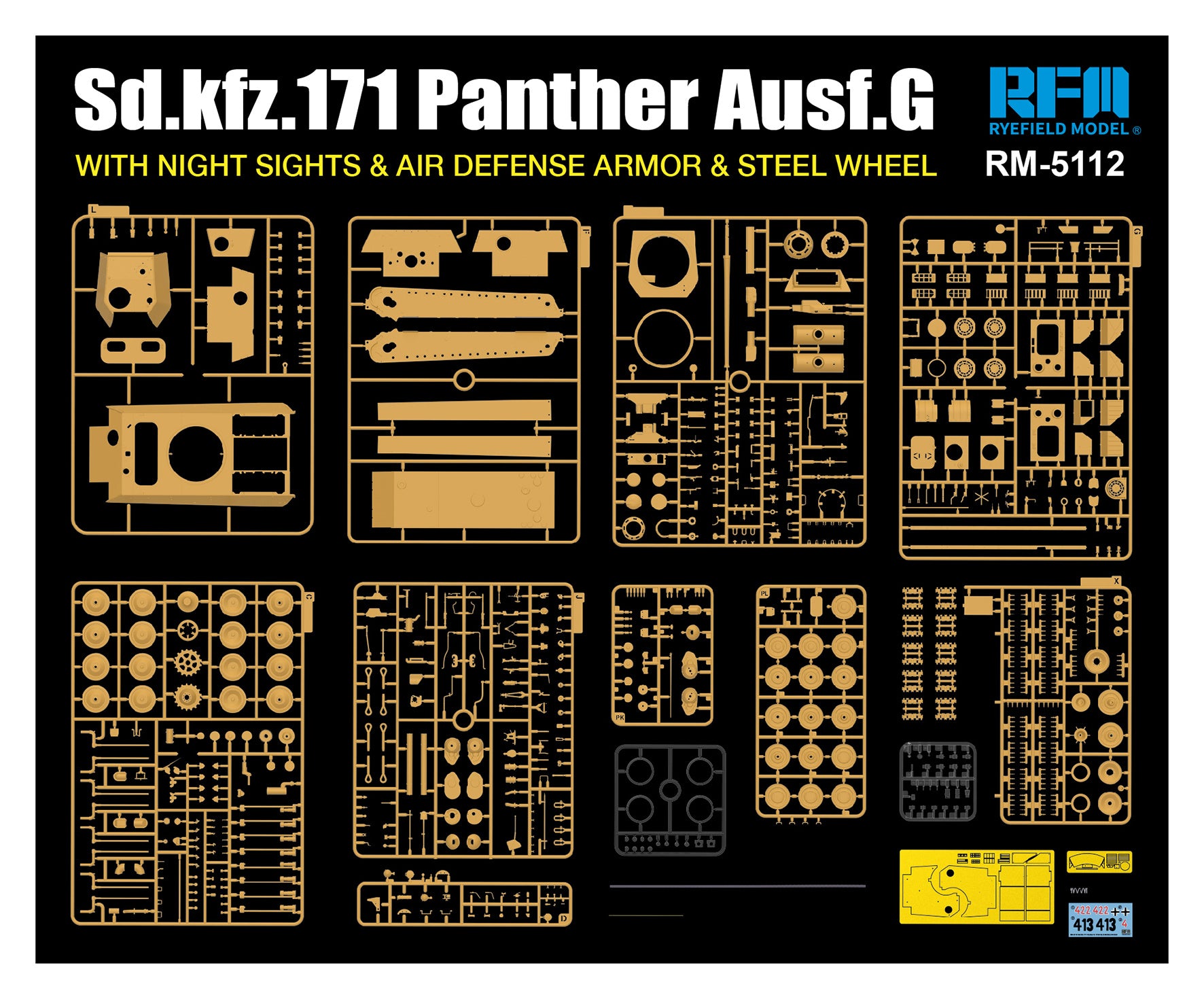 RFM: 1/35 Sd.Kfz.171 Panther G w/Night Sights and Air Defense Armor & Steel Wheel