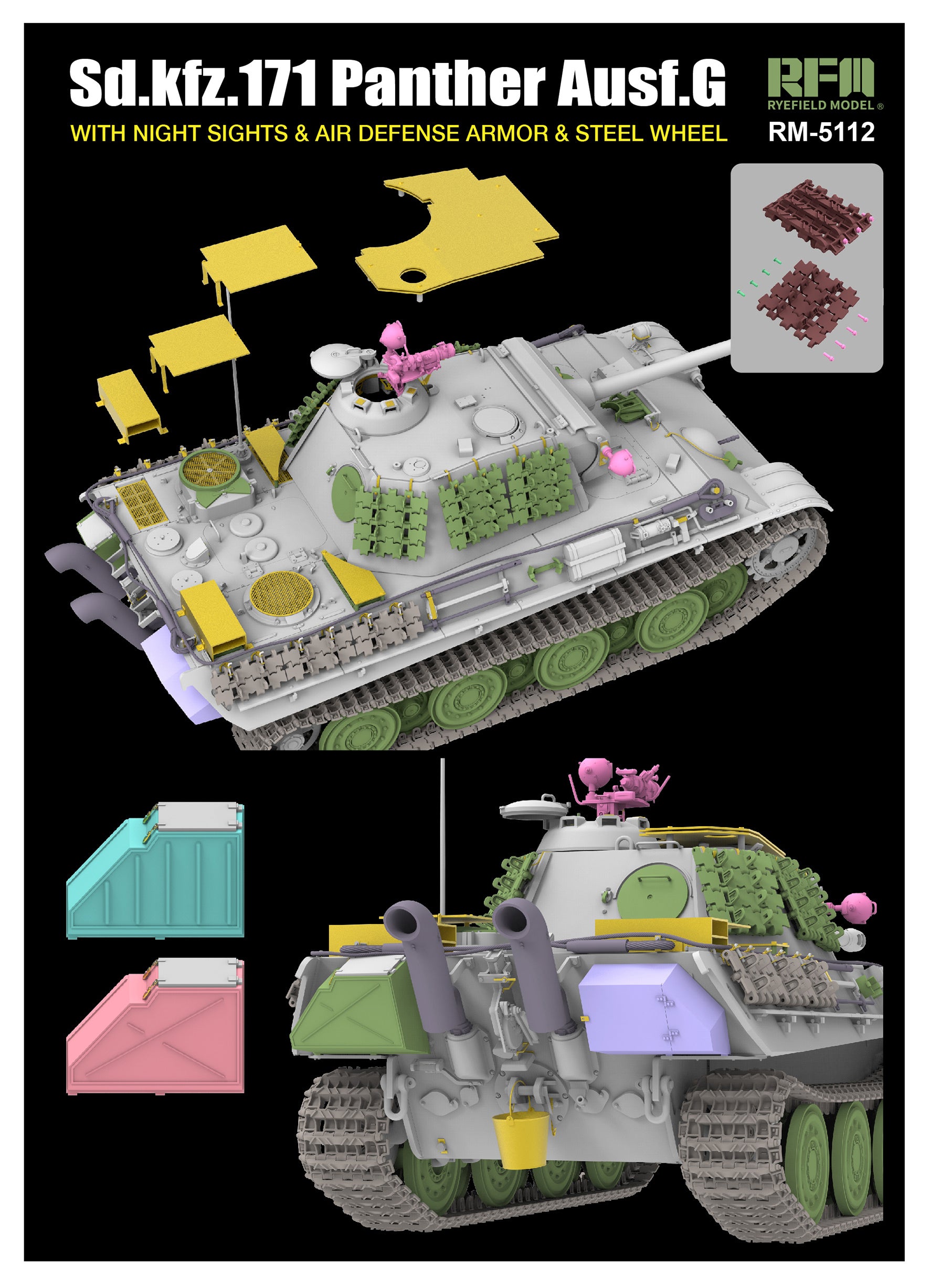 RFM: 1/35 Sd.Kfz.171 Panther G w/Night Sights and Air Defense Armor & Steel Wheel