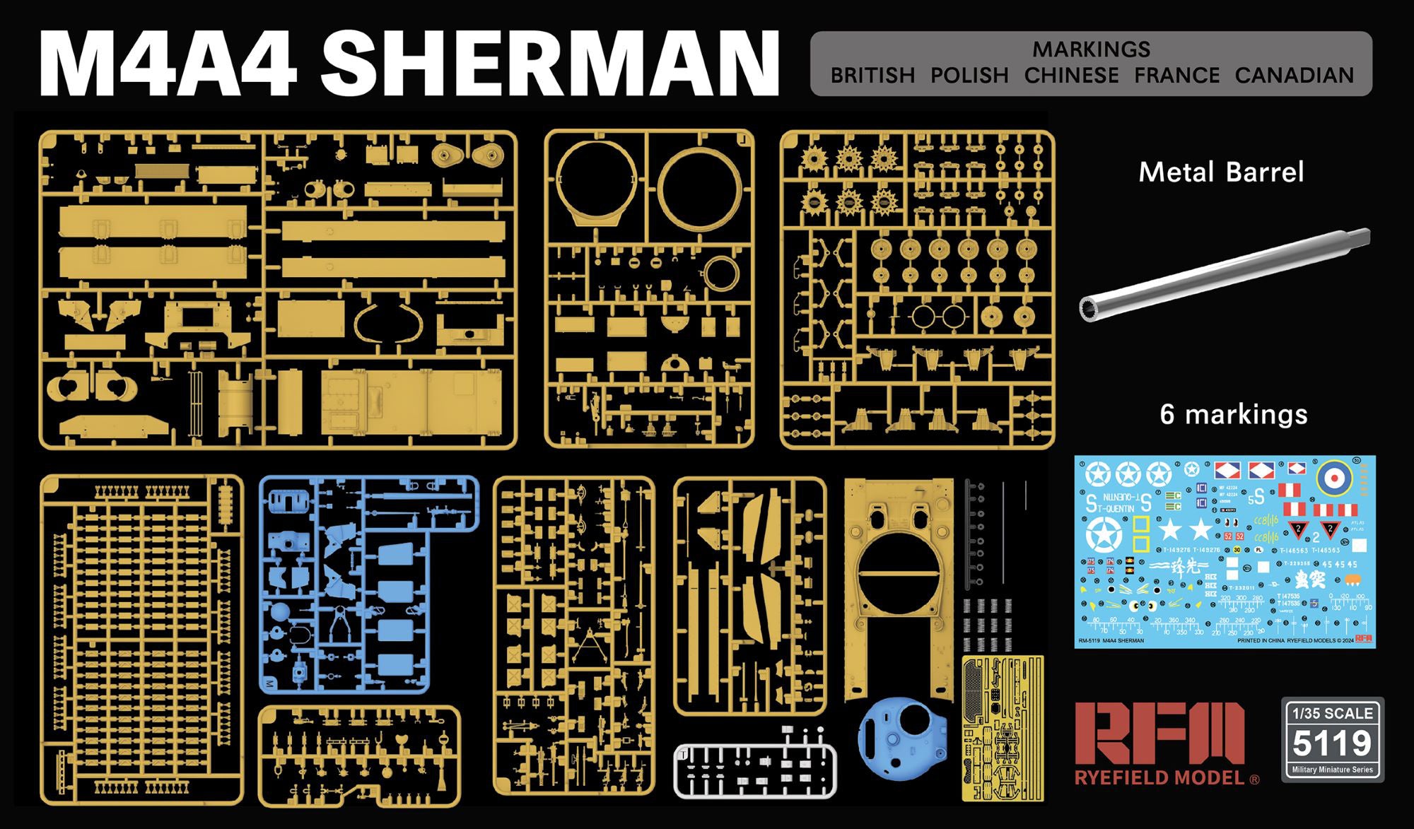 RFM: 1/35 M4A4 Sherman w/ Workable Tracks & Metal Barrel