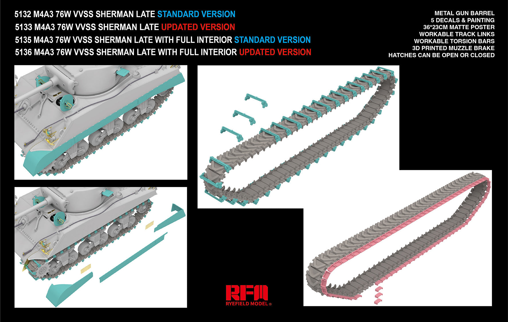 RFM: 1/35 M4A3 76W VVSS Sherman Late with Full Interior Updated Version