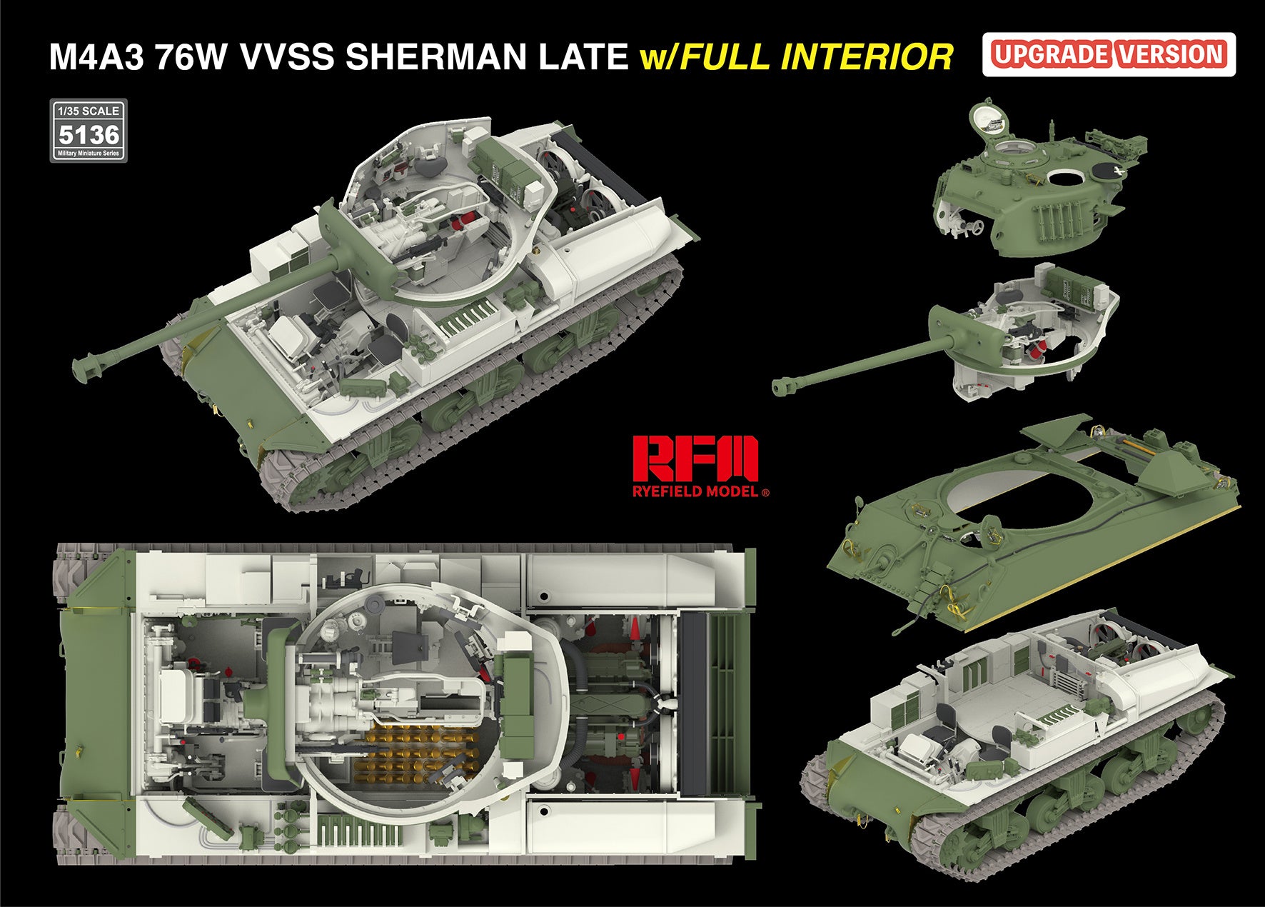 RFM: 1/35 M4A3 76W VVSS Sherman Late with Full Interior Updated Version