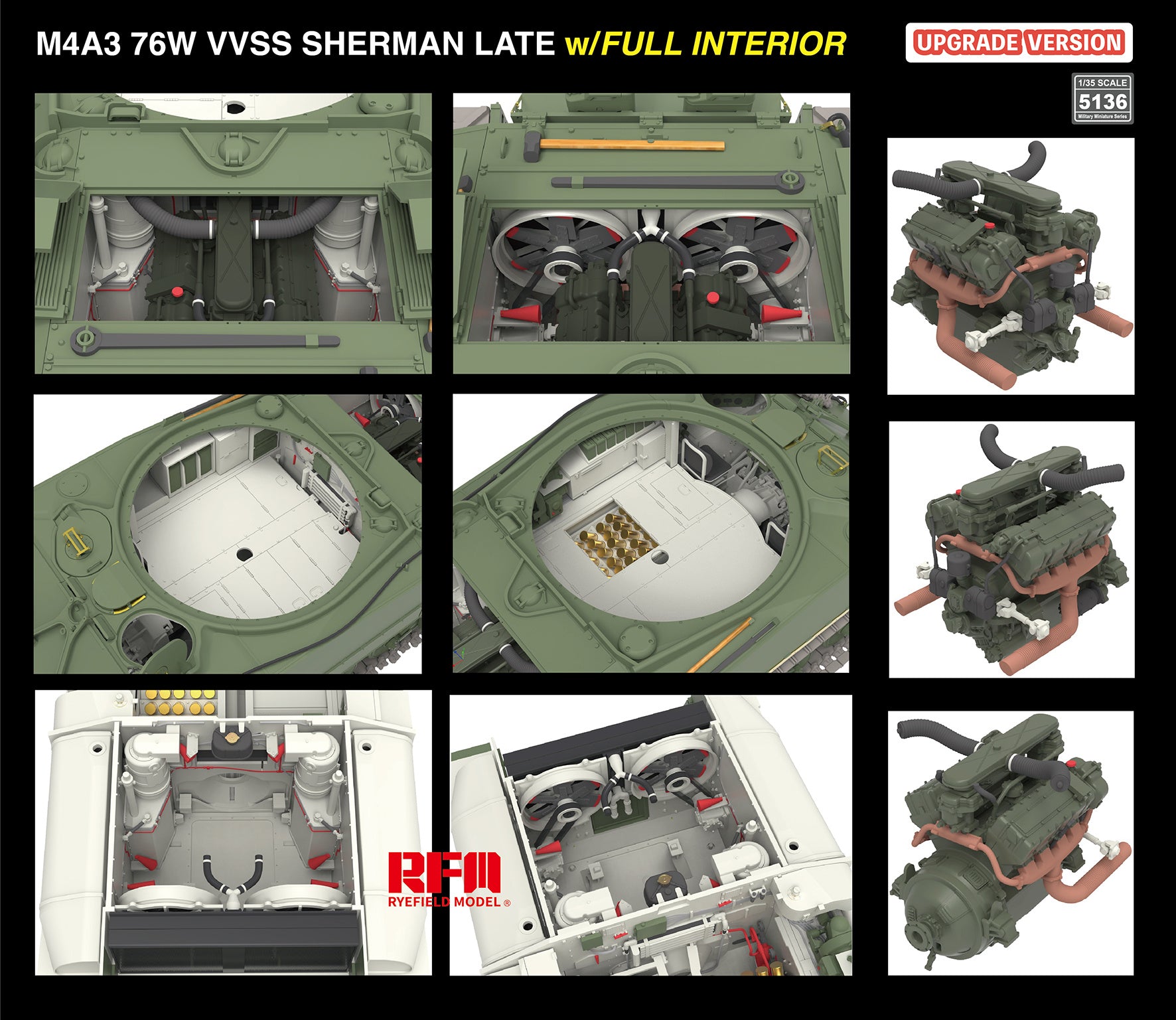 RFM: 1/35 M4A3 76W VVSS Sherman Late with Full Interior Updated Version