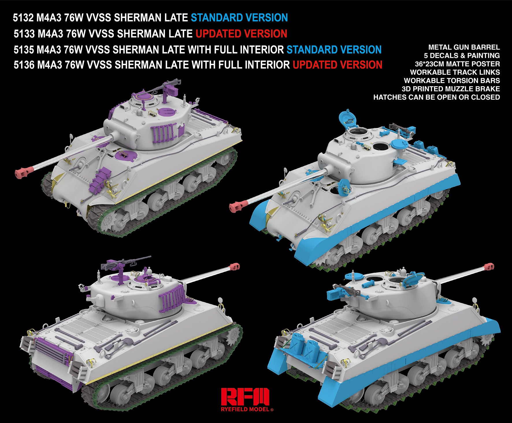 RFM: 1/35 M4A3 76W VVSS Sherman Late with Full Interior Updated Version