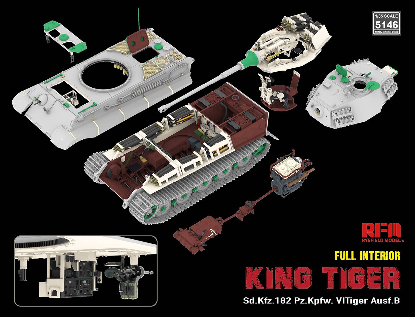 RFM: 1/35 Sd.Kfz. 182 Pz.Kpfw. VI Tiger Ausf. B King Tiger w/ Full Interior