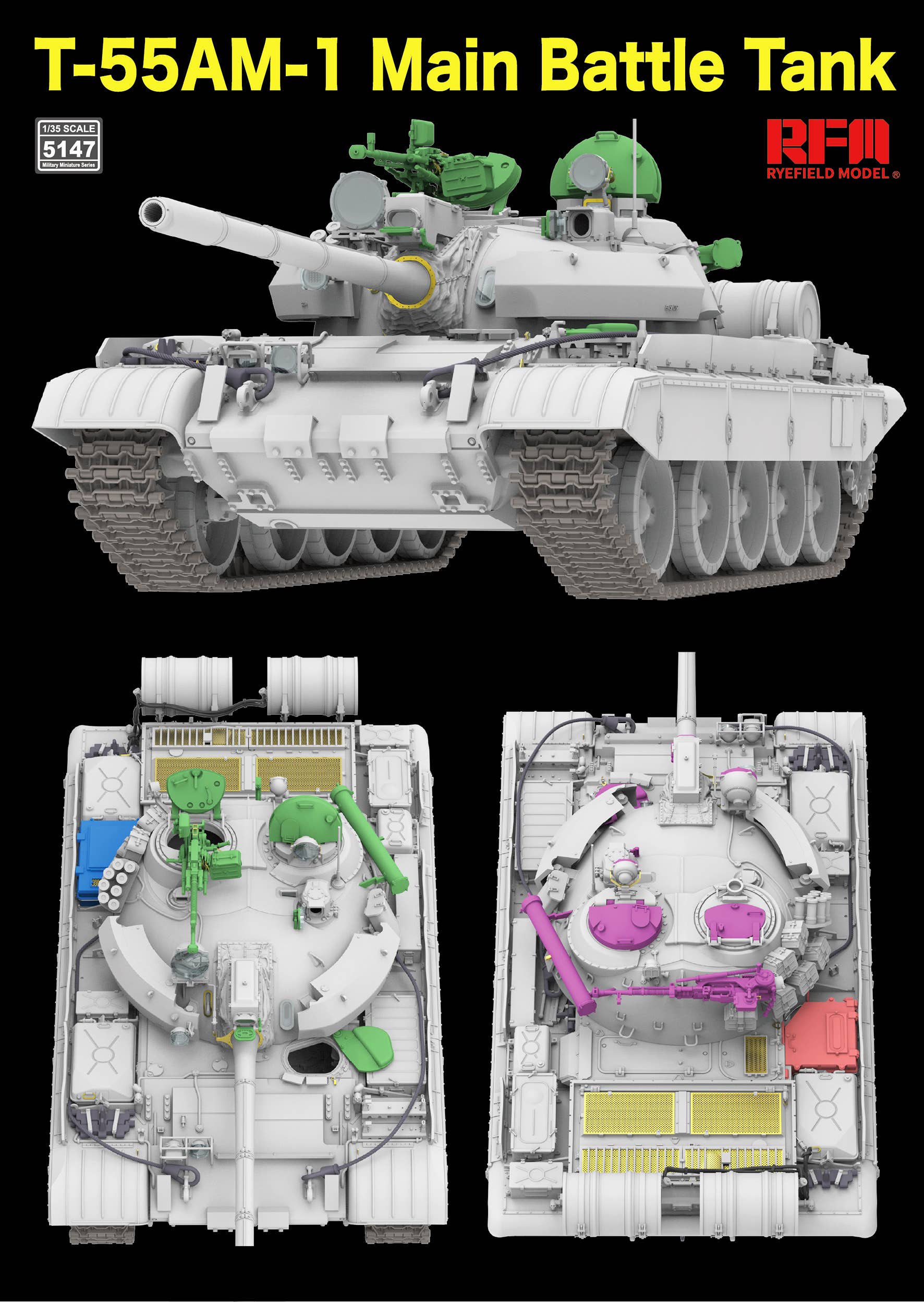 RFM: 1/35 T-55AM-1 Main Battle Tank w/ workable tracks
