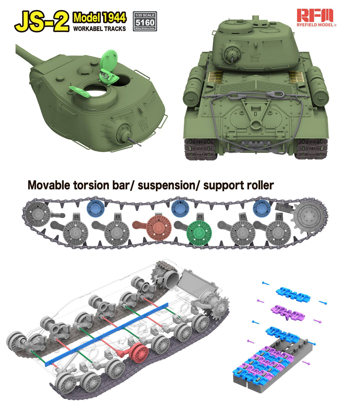 RFM: 1/35 JS-2 Model 1944 Heavy Tank w/Workable Tracks