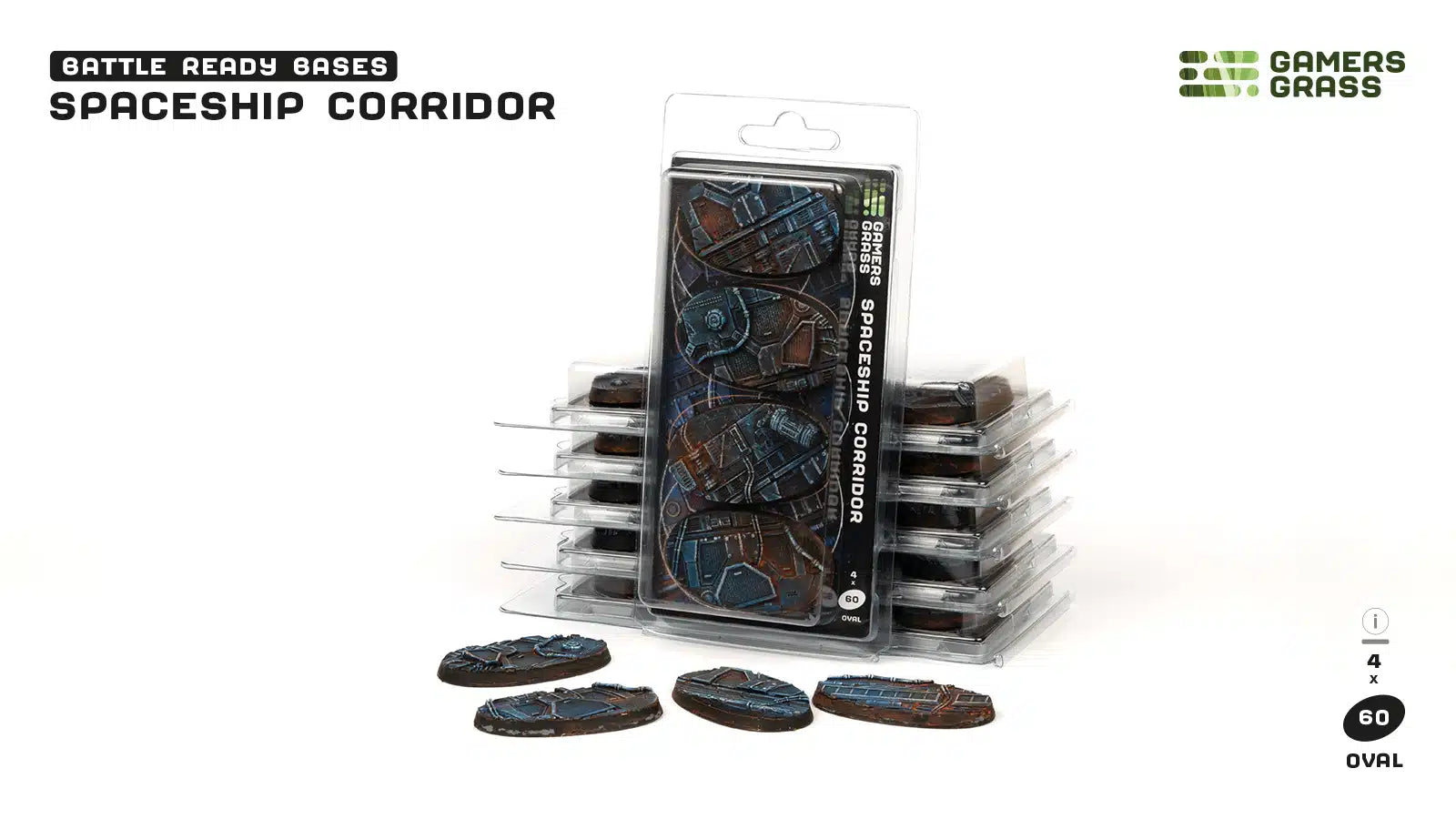 Gamers Grass: Battle Ready Bases - Spaceship Corridor - Oval 60mm (x4)