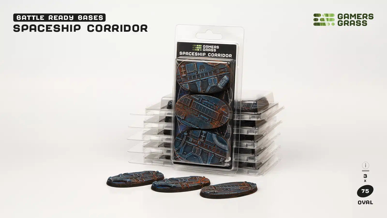 Gamers Grass: Battle Ready Bases - Spaceship Corridor - Oval 75mm (x3)
